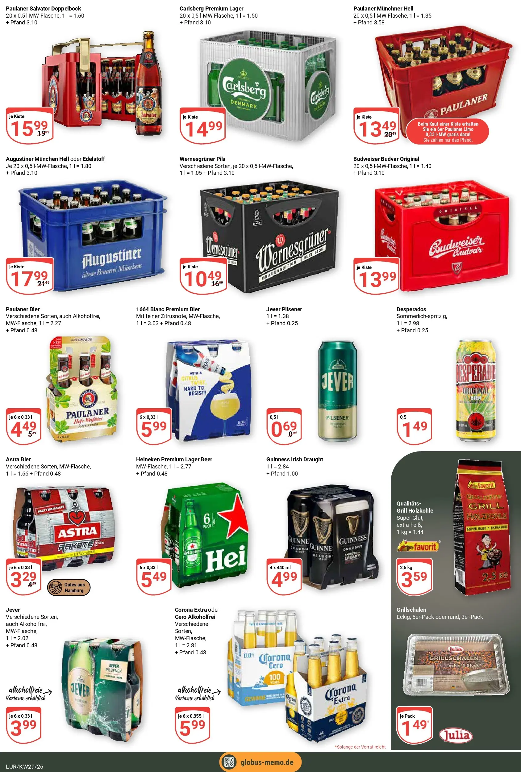 Globus Prospekt Hamburg (ab 13.07.2026) » Angebote online | Seite: 7 | Produkte: Grill, Carlsberg, Heineken, Budweiser