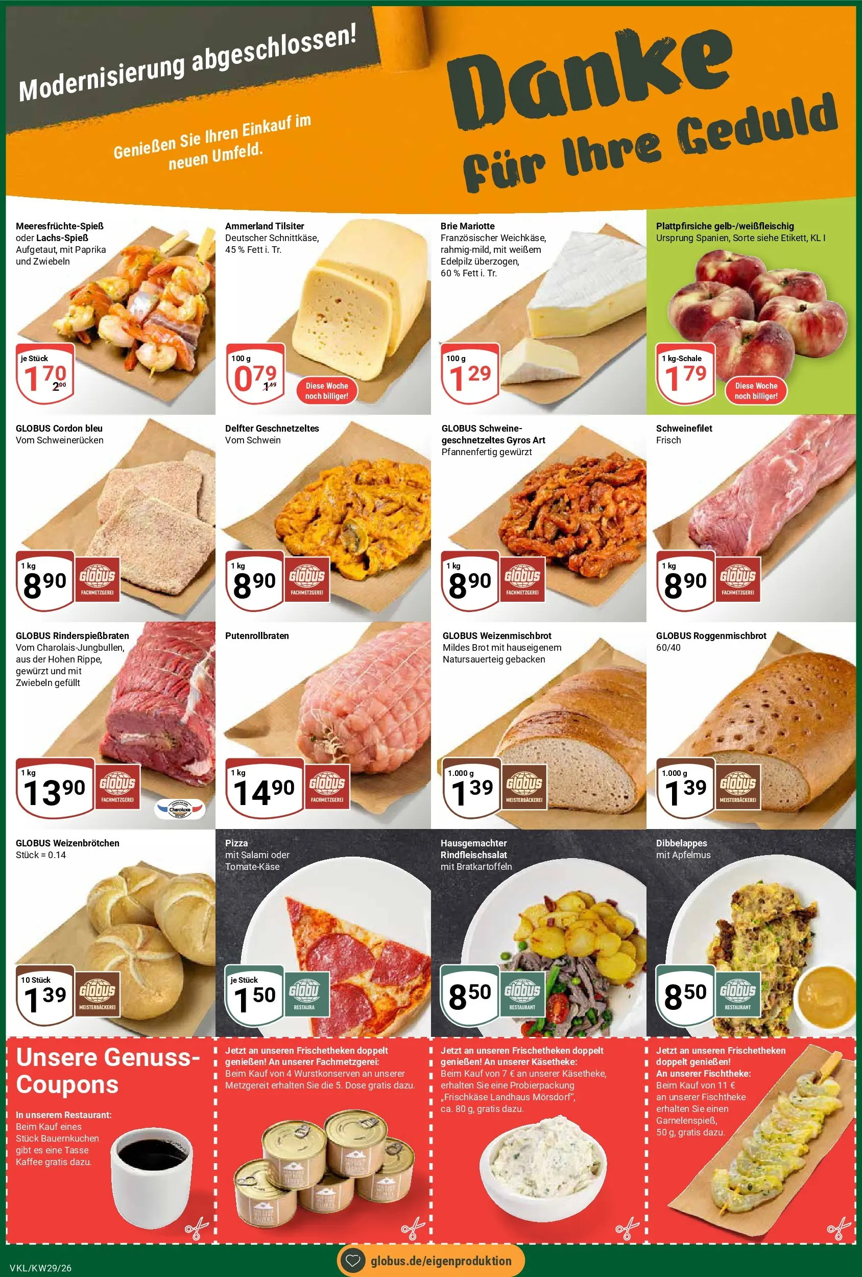 Globus Prospekt Völklingen (ab 13.07.2026) » Angebote online | Seite: 2 | Produkte: Schweinefilet, Zwiebeln, Paprika, Brot