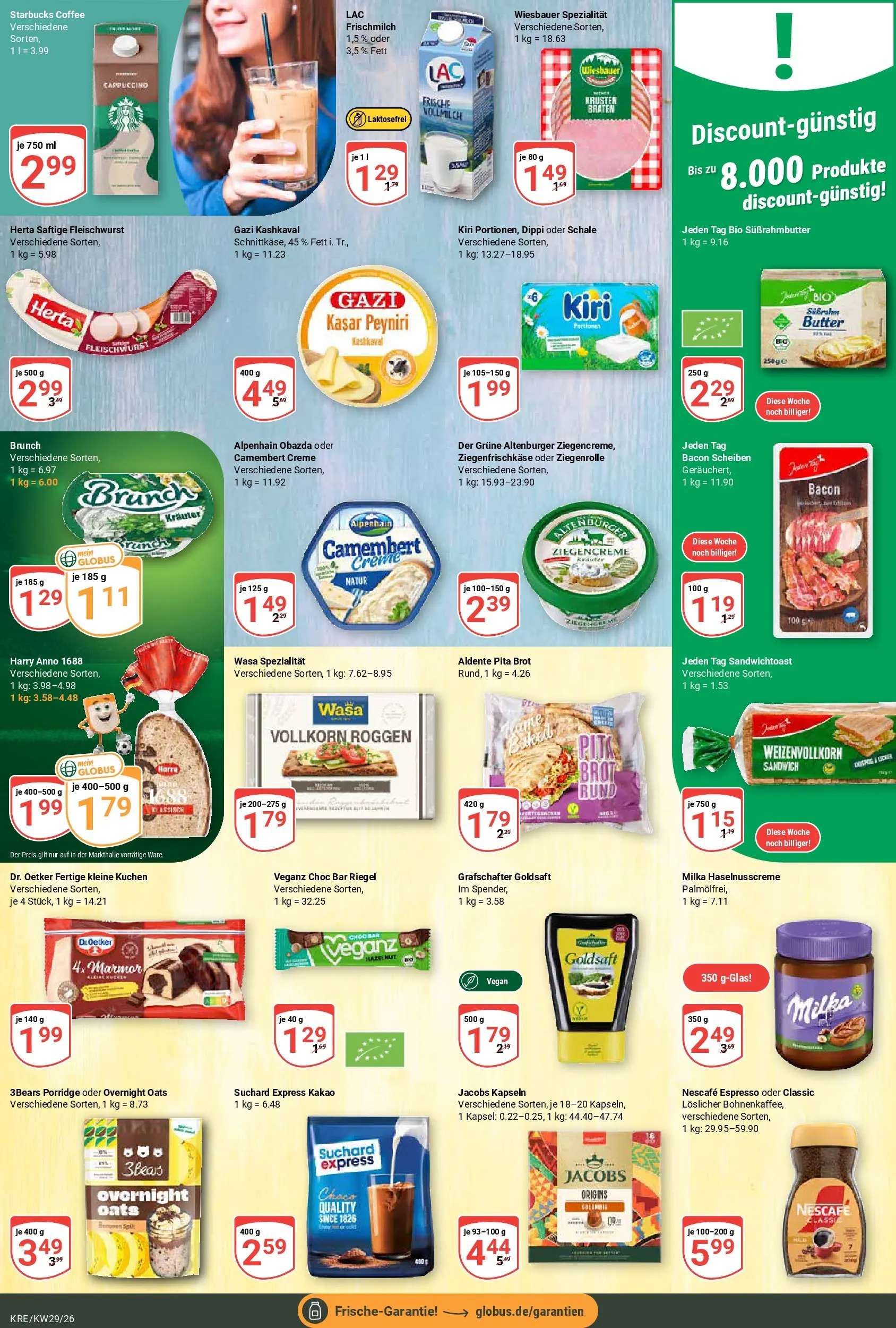 Globus Prospekt Krefeld (ab 13.07.2026) » Angebote online | Seite: 14 | Produkte: Butter, Starbucks, Milka, Kuchen