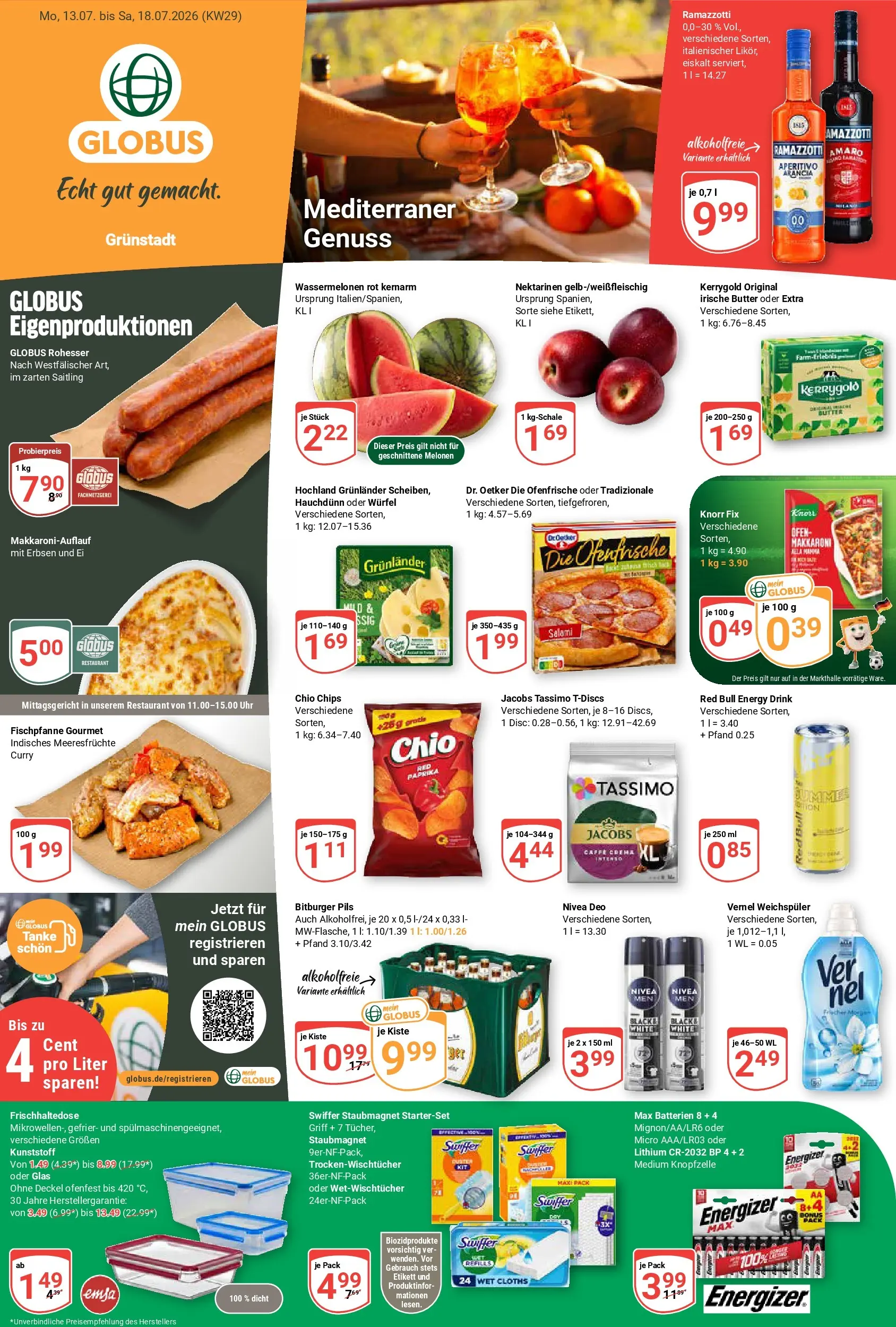 Globus Prospekt Grünstadt (ab 13.07.2026) » Angebote online | Seite: 1 | Produkte: Batterien, Pils, Paprika, Vernel