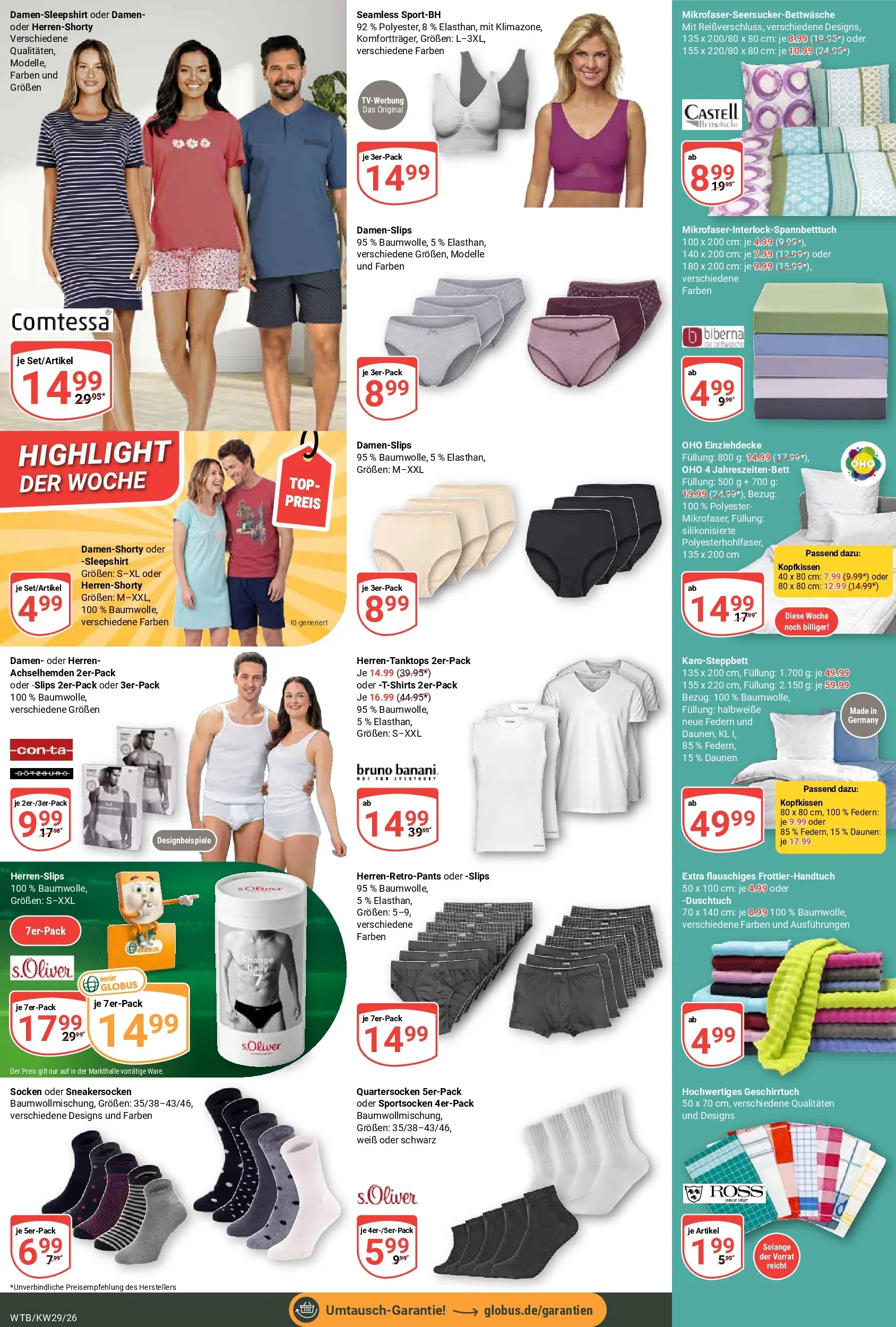 Globus Prospekt Wächtersbach (ab 13.07.2026) » Angebote online | Seite: 24 | Produkte: Top, Kopfkissen, Socken
