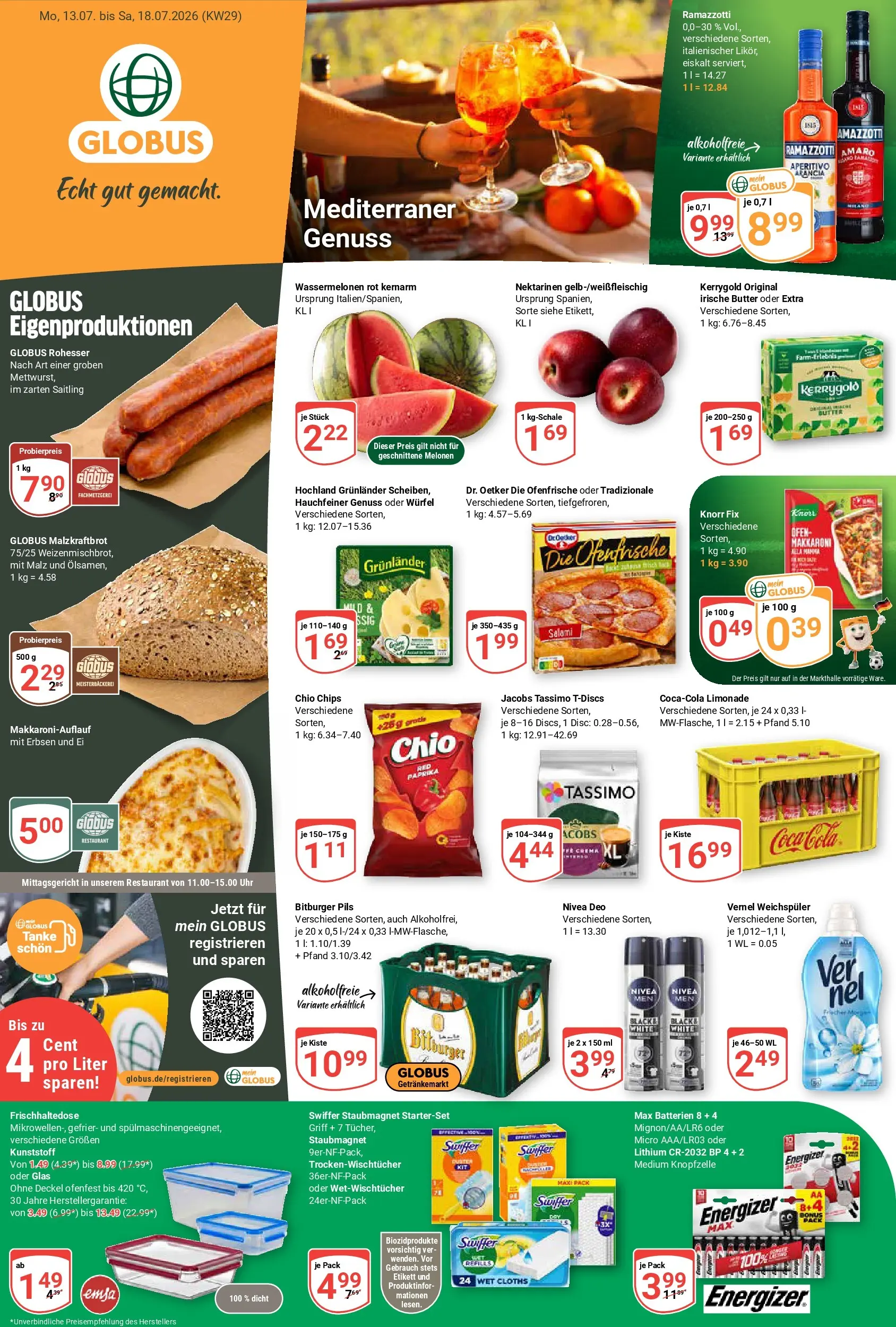 Globus Prospekt Saarlouis (ab 13.07.2026) » Angebote online | Seite: 1 | Produkte: Butter, Ofenfrische, Weichspüler, Erbsen