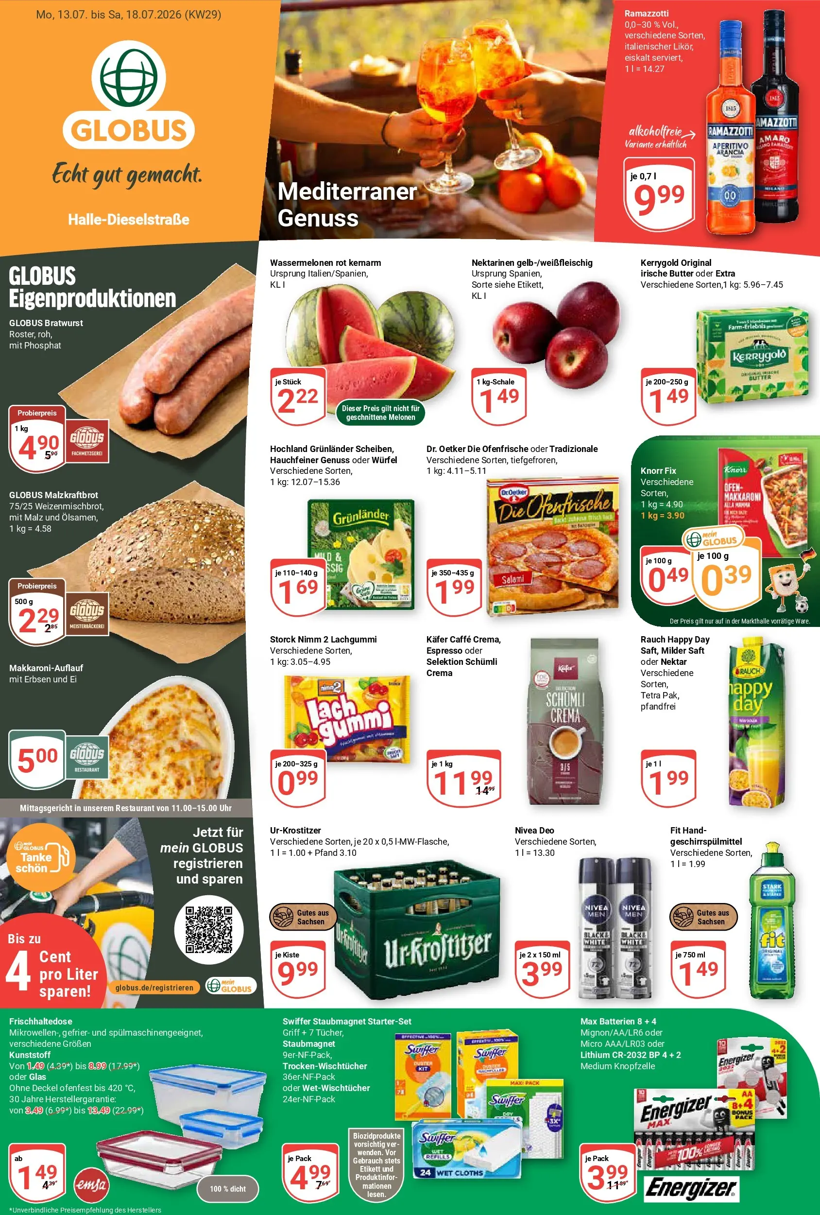 Globus Prospekt Halle (saale) (ab 13.07.2026) » Angebote online | Seite: 1 | Produkte: Knorr fix, Ofenfrische, Grunlander, Geschirrspülmittel