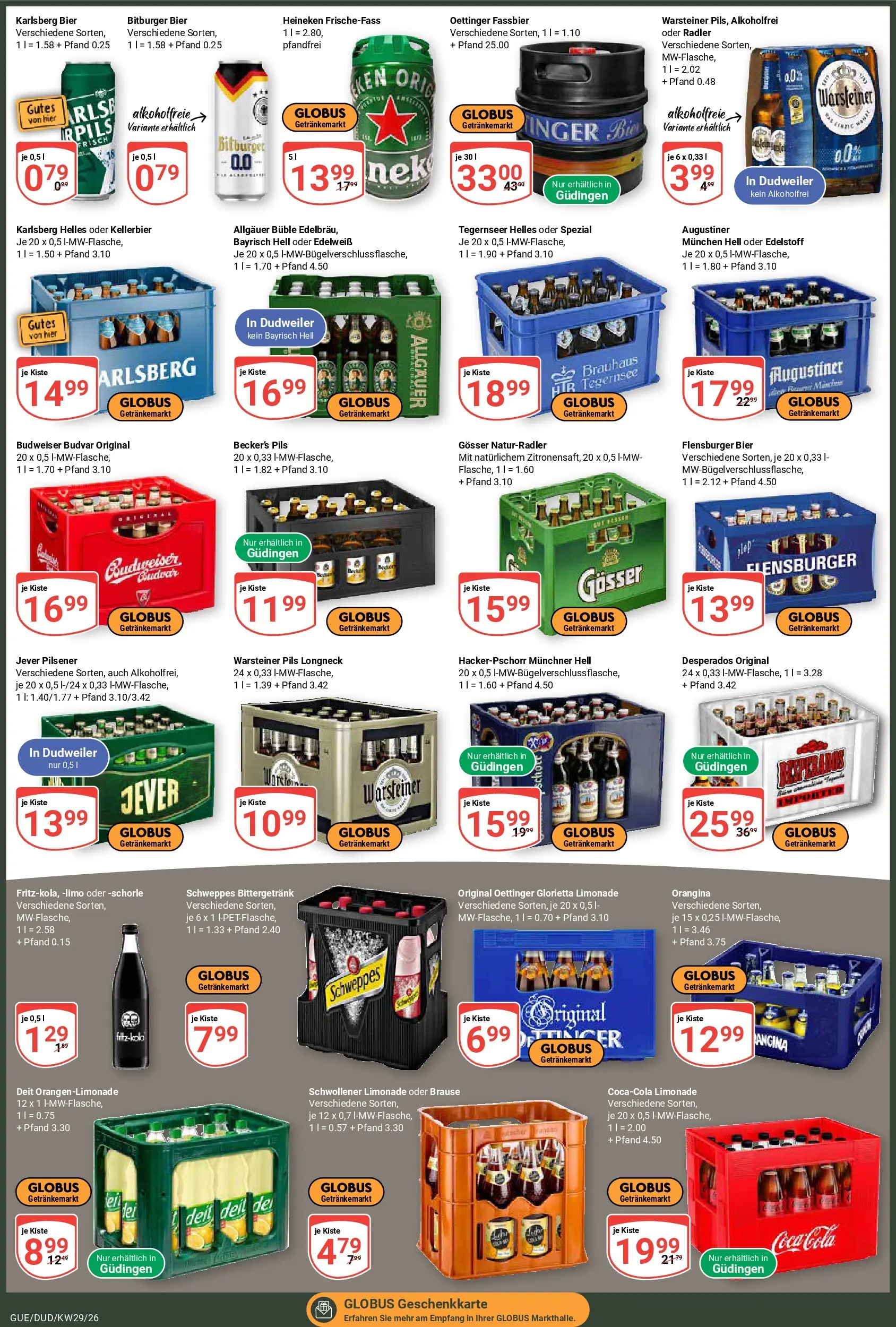 Globus Prospekt Saarbrücken-Dudweiler (ab 13.07.2026) » Angebote online | Seite: 2 | Produkte: Bier, Schweppes, Warsteiner, Budweiser