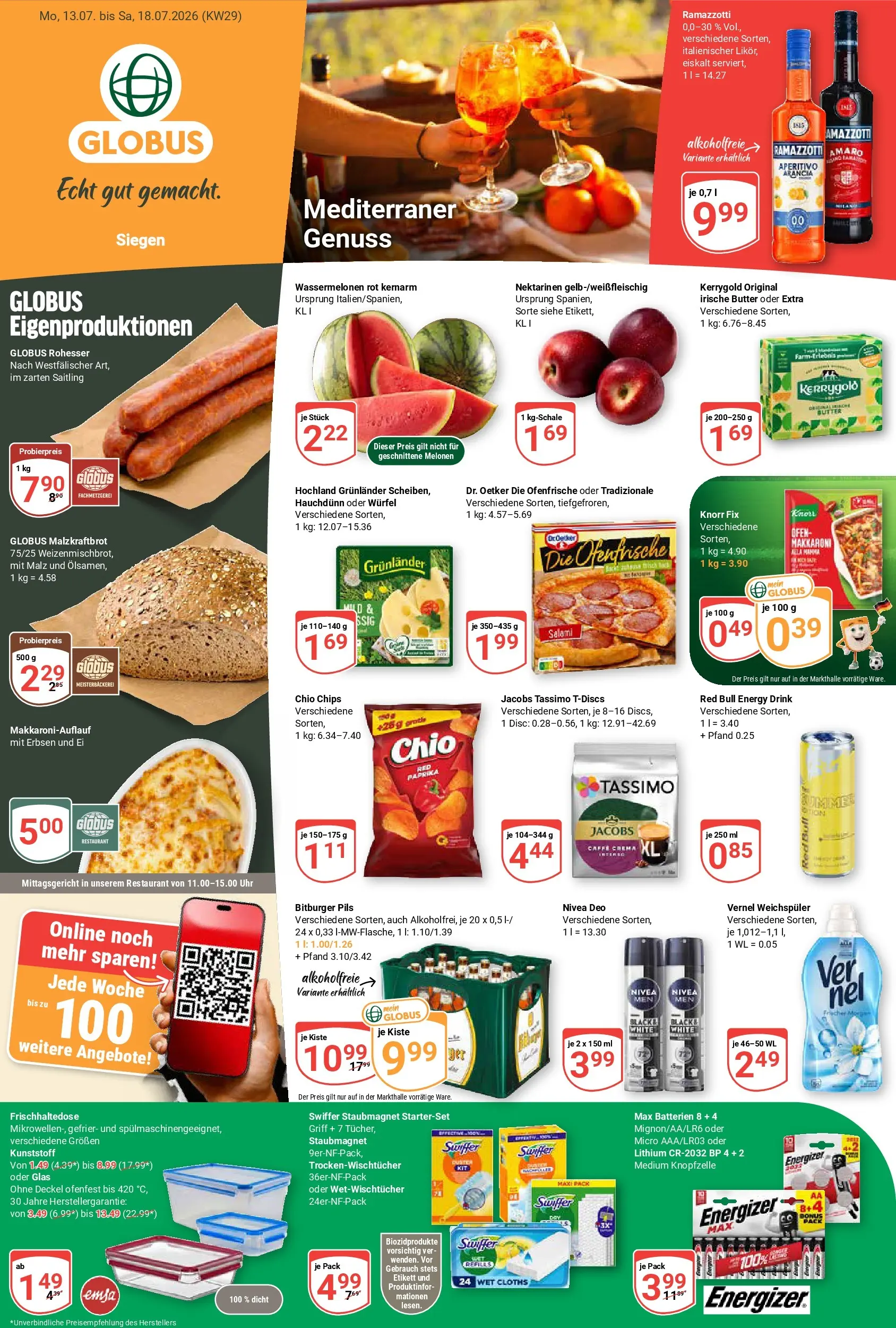 Globus Prospekt Siegen (ab 13.07.2026) » Angebote online | Seite: 5 | Produkte: Butter, Weichspüler, Swiffer, Erbsen