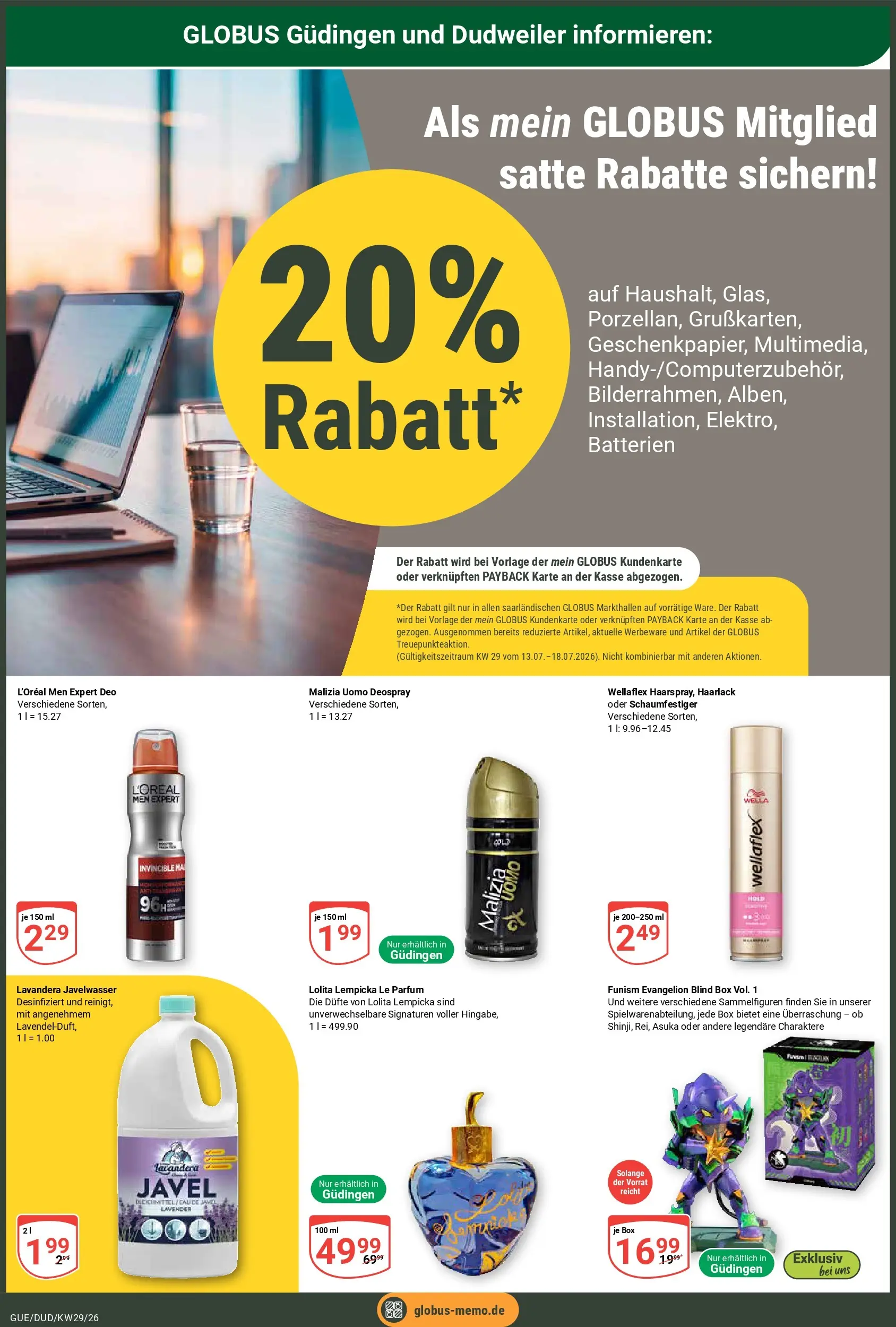 Globus Prospekt Saarbrücken-Dudweiler (ab 13.07.2026) » Angebote online | Seite: 4 | Produkte: Batterien, Box, Parfüm, Deospray