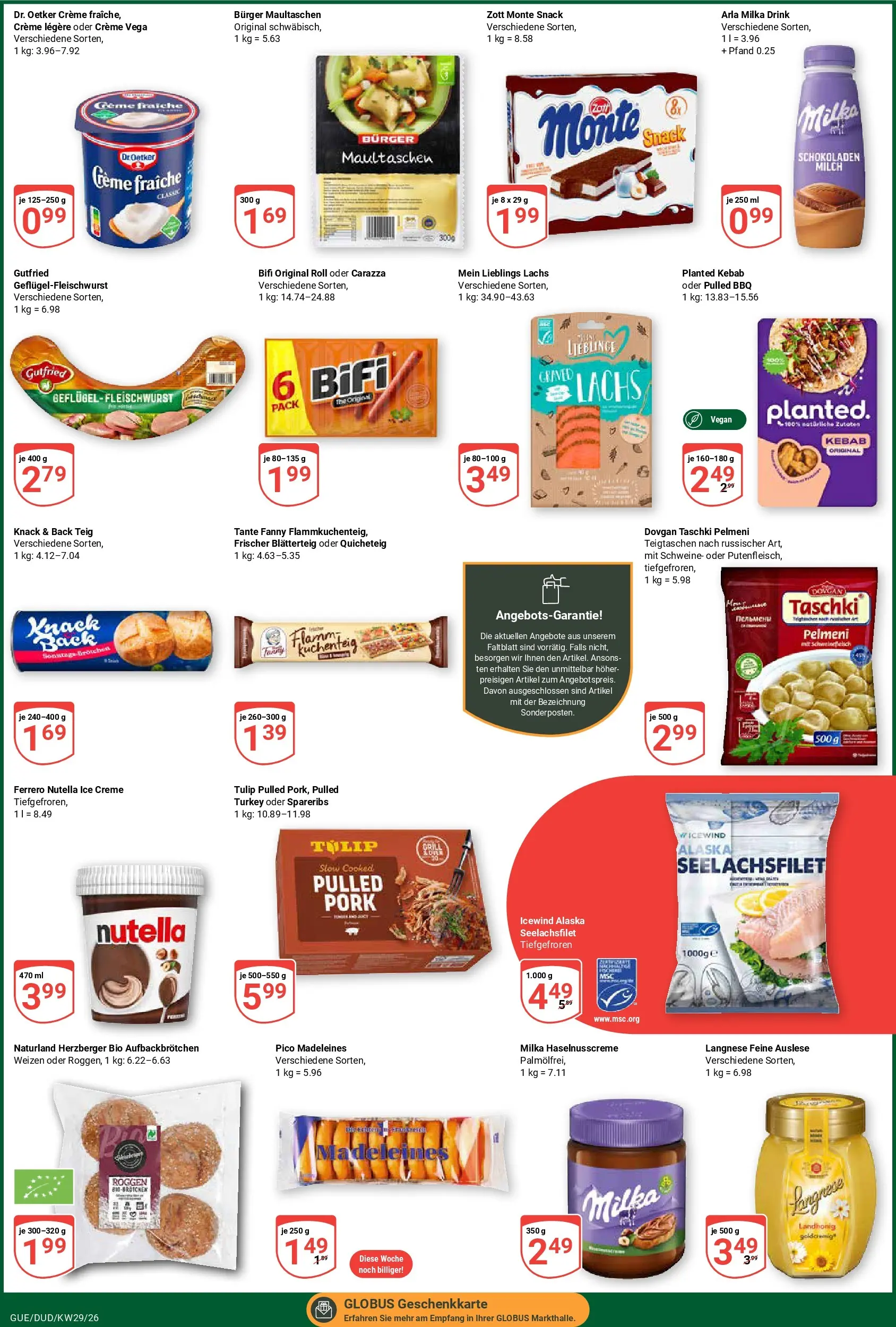 Globus Prospekt Saarbrücken-Dudweiler (ab 13.07.2026) » Angebote online | Seite: 7 | Produkte: Burger, Creme, Nutella, Maultaschen