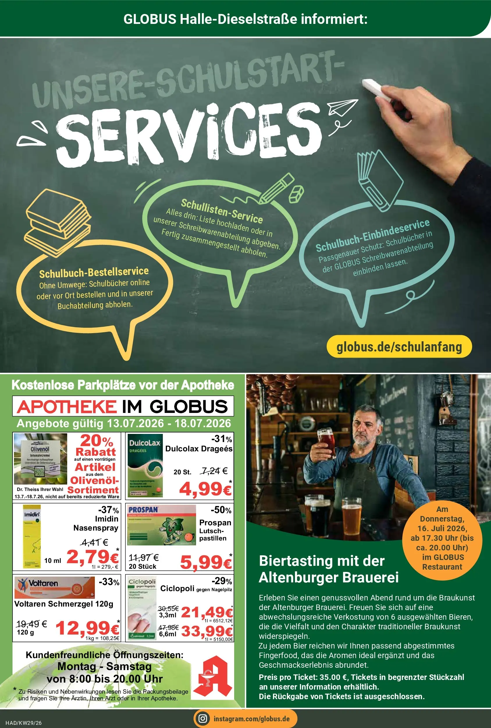 Globus Prospekt Halle (saale) (ab 13.07.2026) » Angebote online | Seite: 25 | Produkte: Bier, Olivenol, Uhr