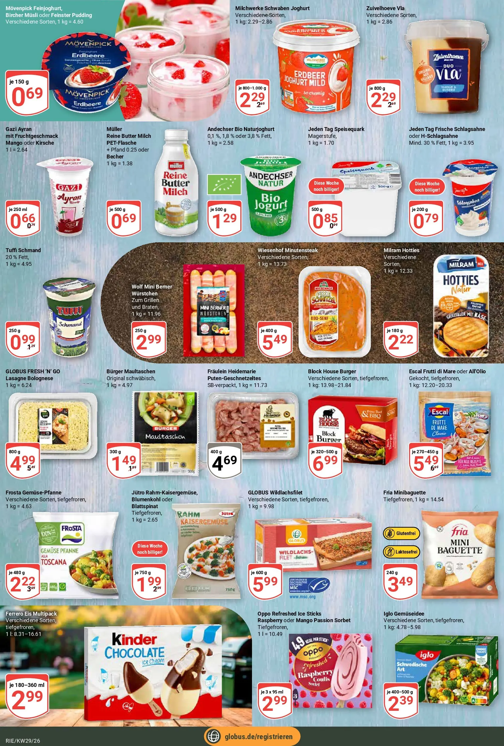Globus Prospekt Bochum-Riemke (ab 13.07.2026) » Angebote online | Seite: 12 | Produkte: Käse, Pudding, Frosta, Eis