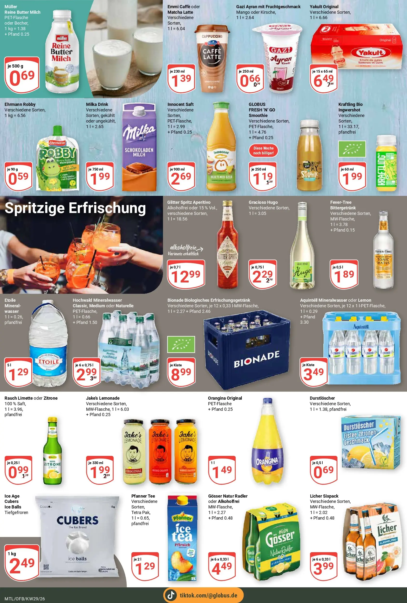 Globus Prospekt Maintal-Dörnigheim (ab 13.07.2026) » Angebote online | Seite: 6 | Produkte: Milch, Mineralwasser, Radler, Hugo