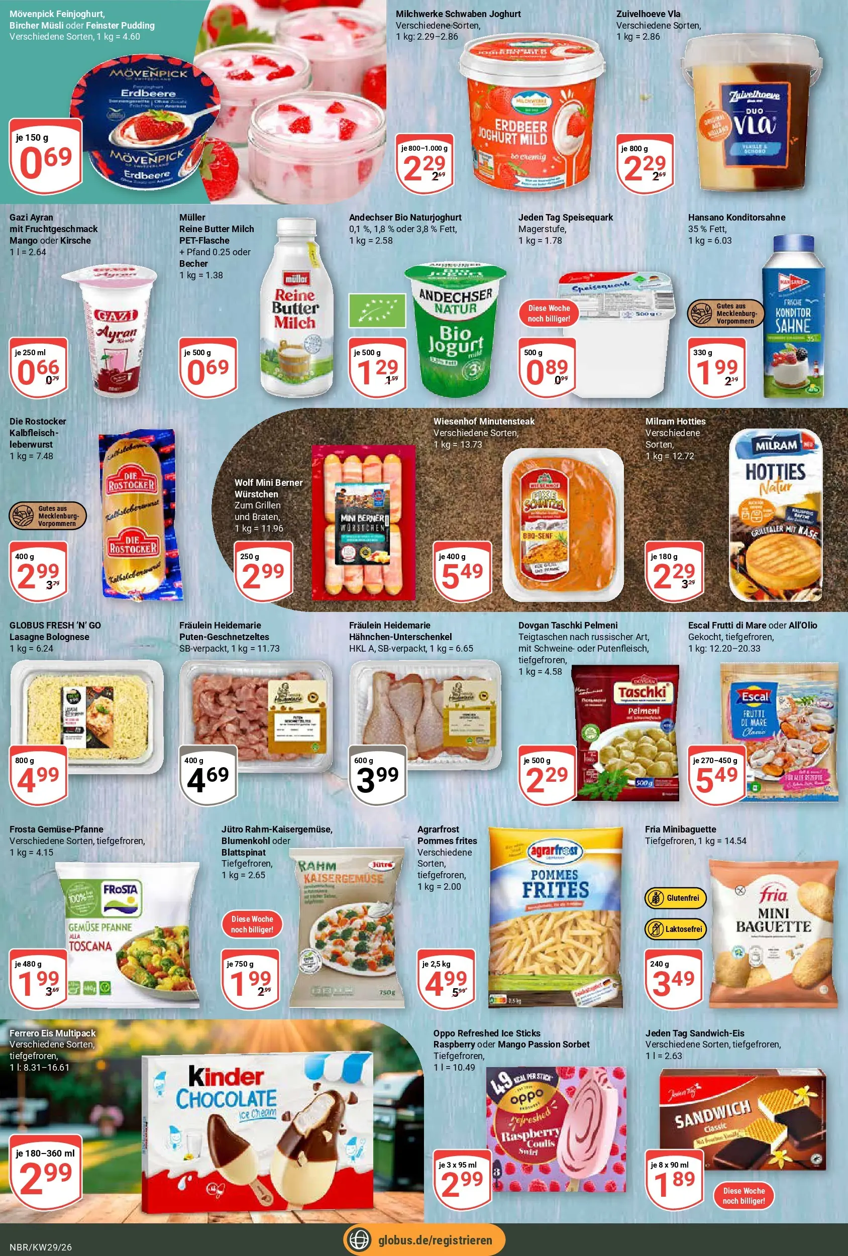 Globus Prospekt Neubrandenburg (ab 13.07.2026) » Angebote online | Seite: 14 | Produkte: Milch, Joghurt, Frosta, Blumenkohl