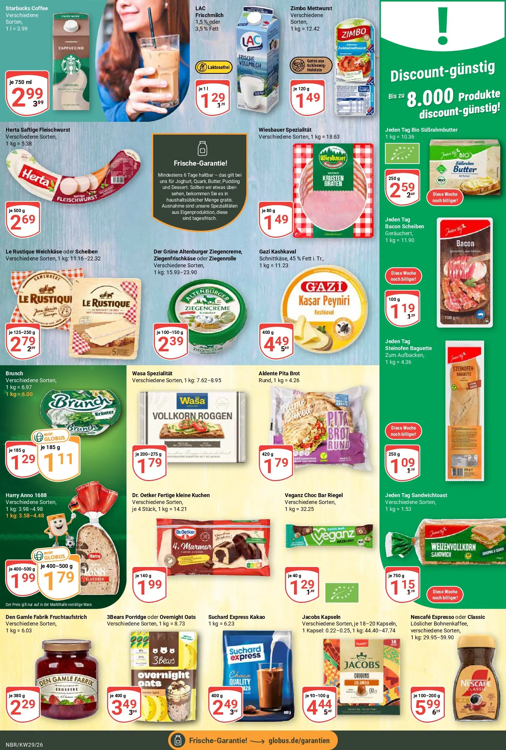 Globus Prospekt Neubrandenburg (ab 13.07.2026) » Angebote online | Seite: 16 | Produkte: Butter, Baguette, Pudding, Kuchen