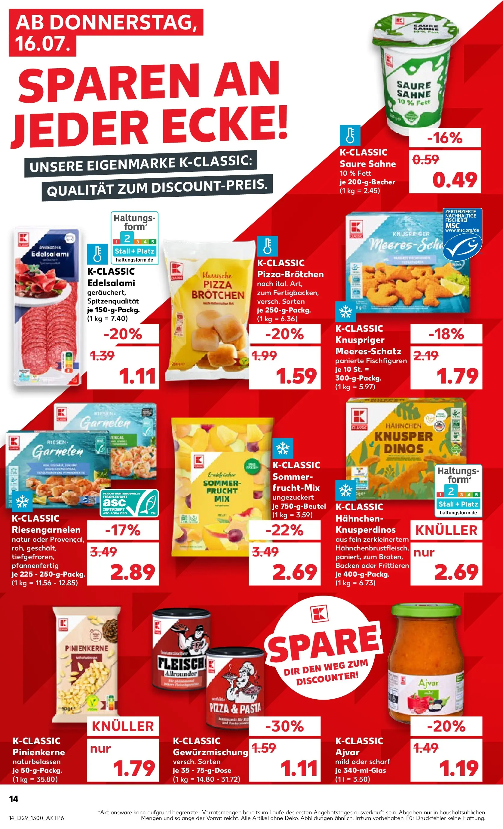 Prospekt Kaufland ab 15.07.2026 » Angebote Online zum Blättern | Seite: 14 | Produkte: Hahnchen, Garnelen, Pasta, Pizza