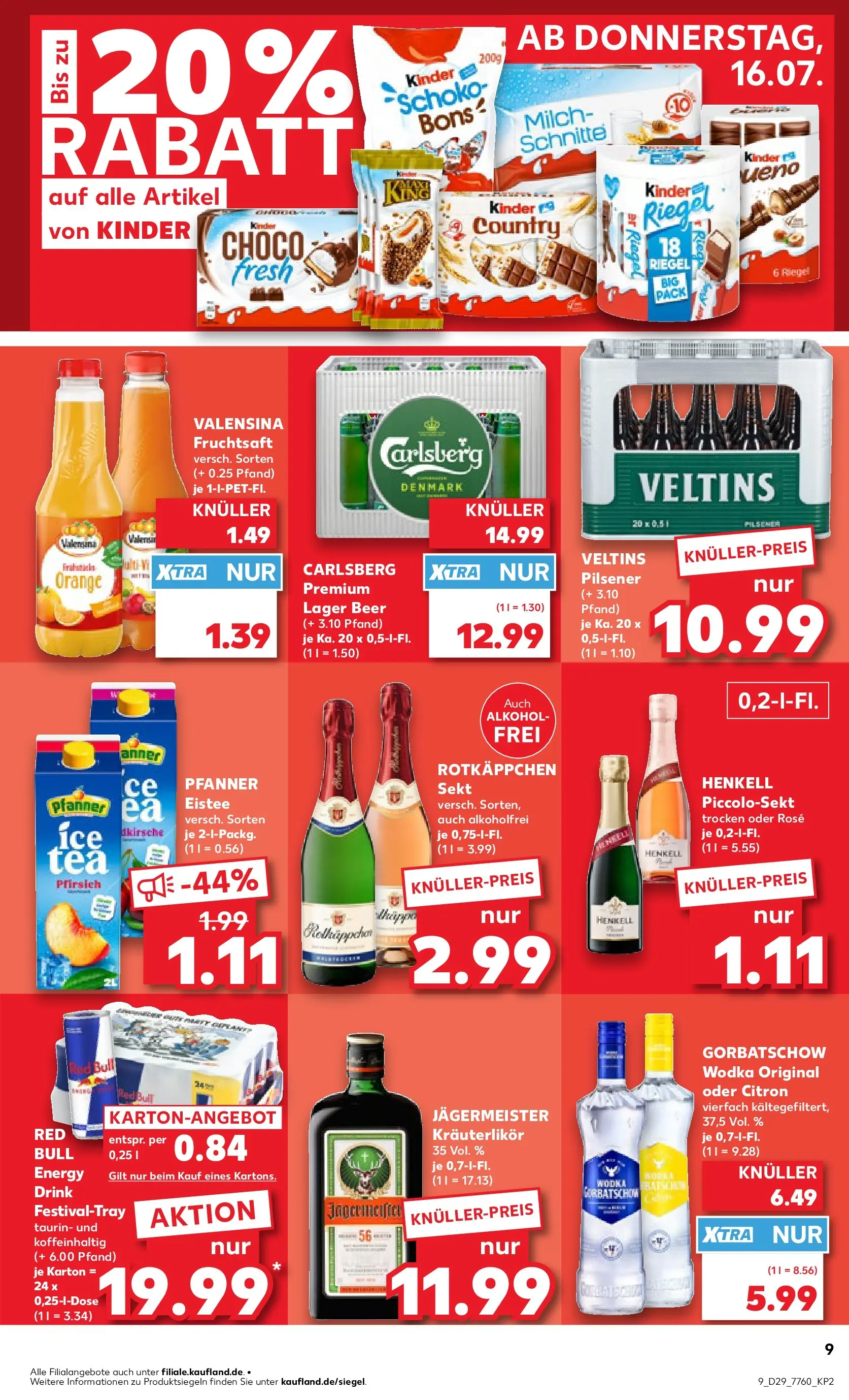 Prospekt Kaufland ab 13.07.2026 » Angebote Online zum Blättern | Seite: 18 | Produkte: Rotkappchen sekt, Milch, Kinder riegel, Wodka gorbatschow