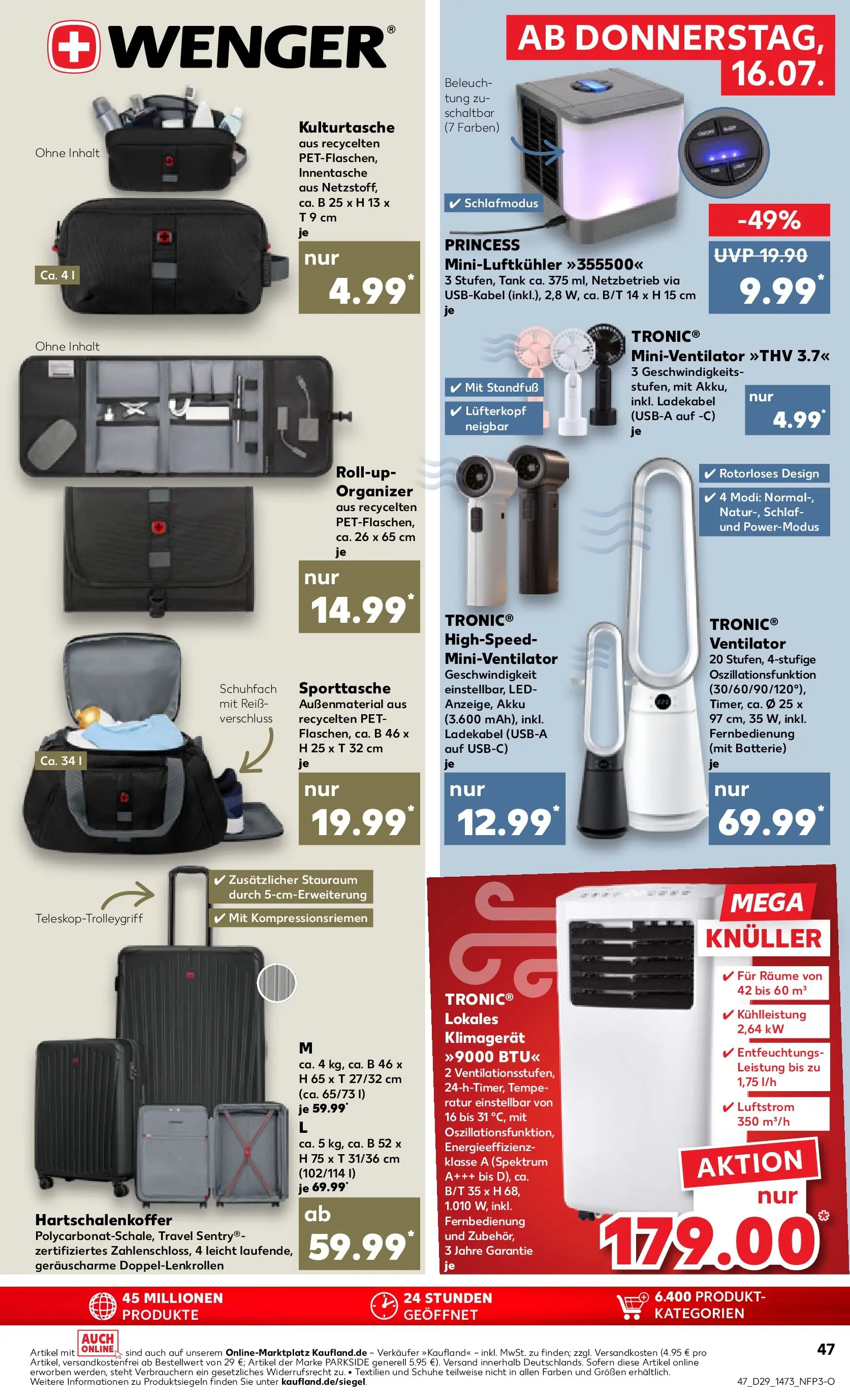 Prospekt Kaufland ab 15.07.2026 » Angebote Online zum Blättern | Seite: 47 | Produkte: Ventilator, Batterie, Ladekabel, Klimagerät