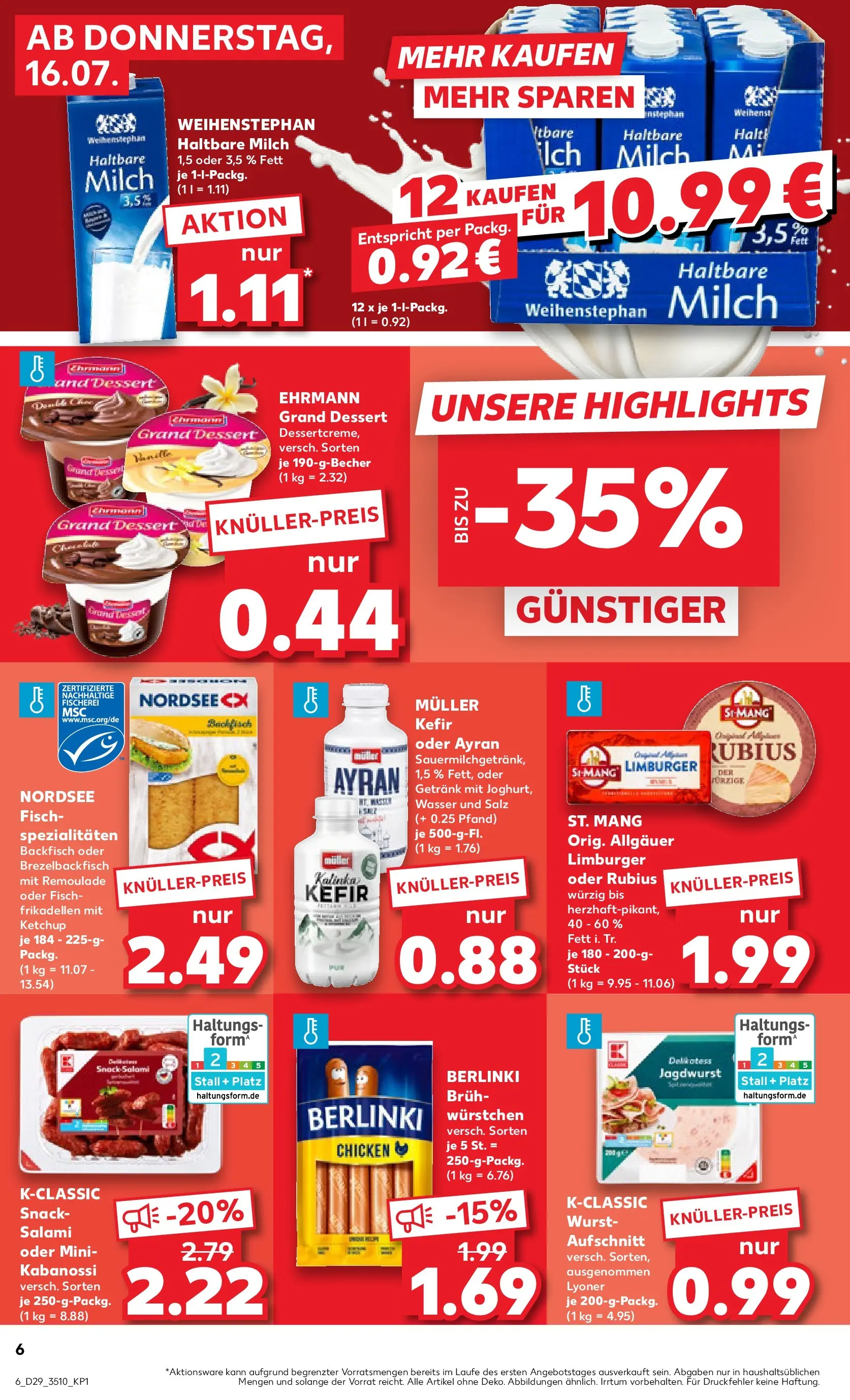 Prospekt Kaufland ab 16.07.2026 » Angebote Online zum Blättern | Seite: 6 | Produkte: Fisch, Wasser, Salz, Salami