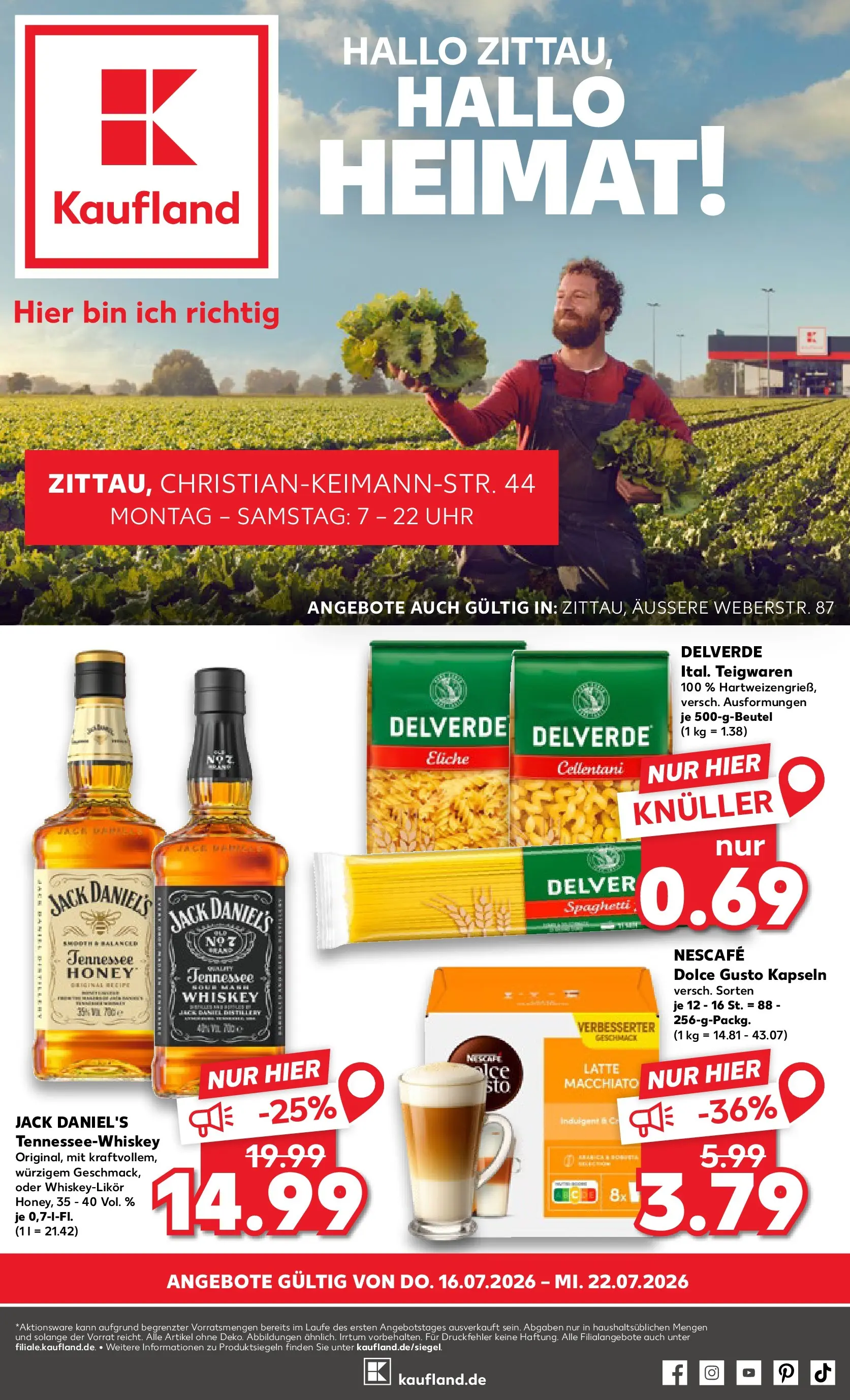 Prospekt Kaufland ab 16.07.2026 » Angebote Online zum Blättern | Seite: 1 | Produkte: Nescafe, Dolce Gusto kapseln, Whiskey, Dolce gusto