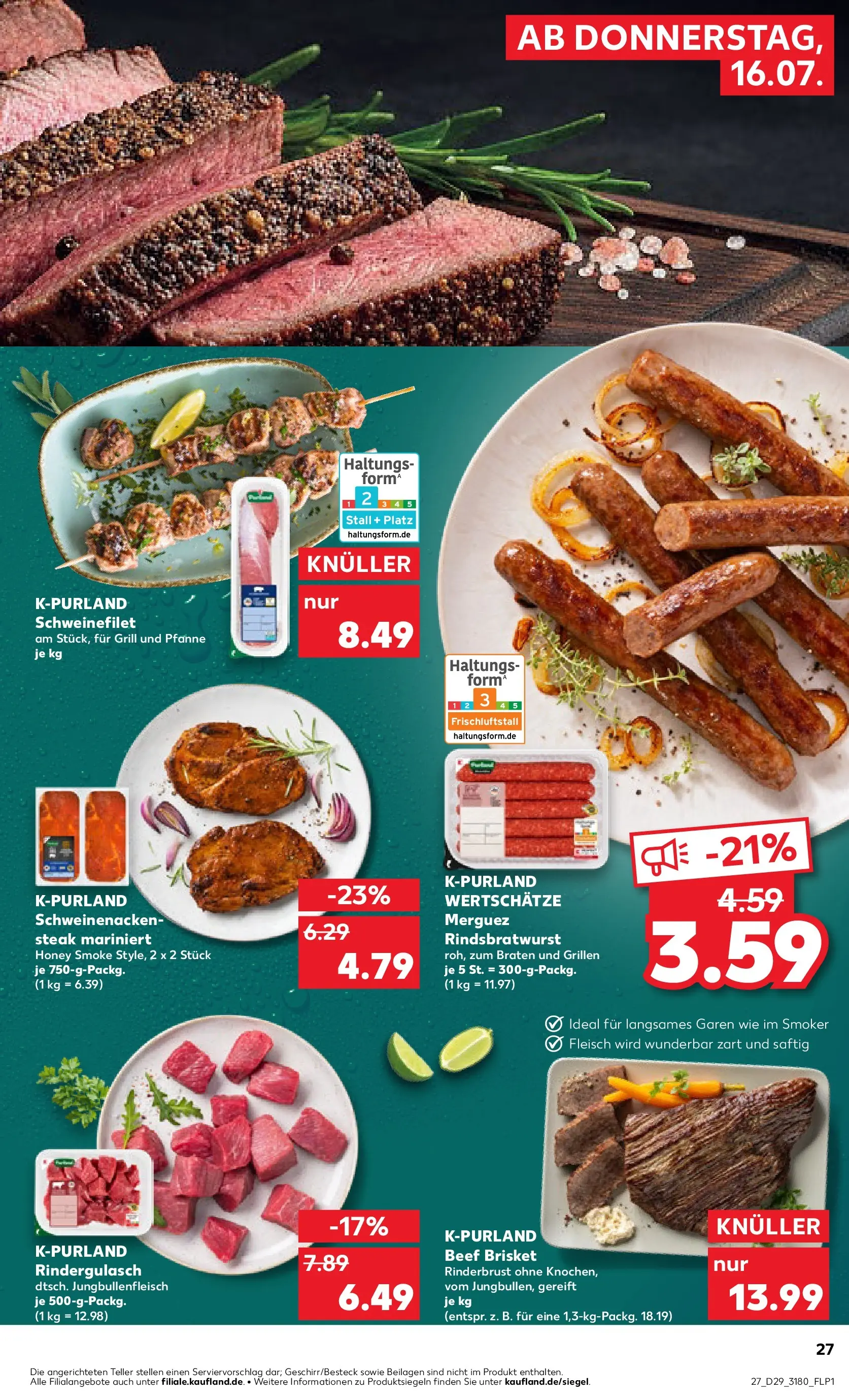 Prospekt Kaufland ab 15.07.2026 » Angebote Online zum Blättern | Seite: 27 | Produkte: Schweinenacken, Schweinefilet, Steak, Fleisch