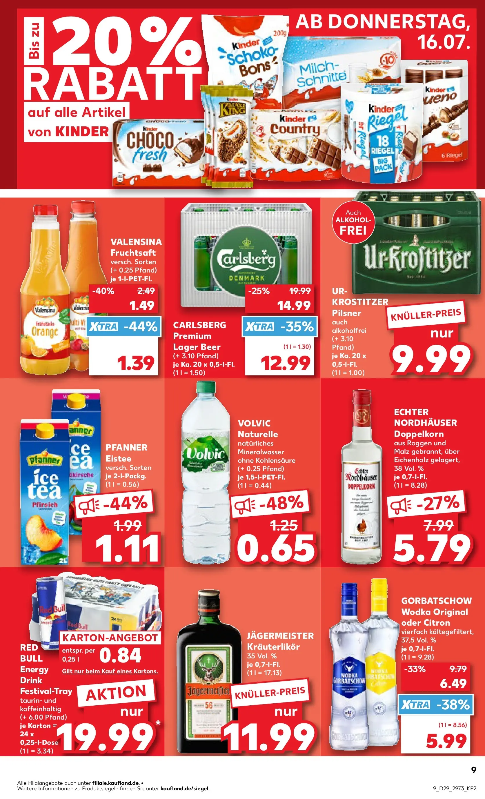Prospekt Kaufland ab 16.07.2026 » Angebote Online zum Blättern | Seite: 17 | Produkte: Carlsberg, Mineralwasser, Pfirsich, Wodka gorbatschow