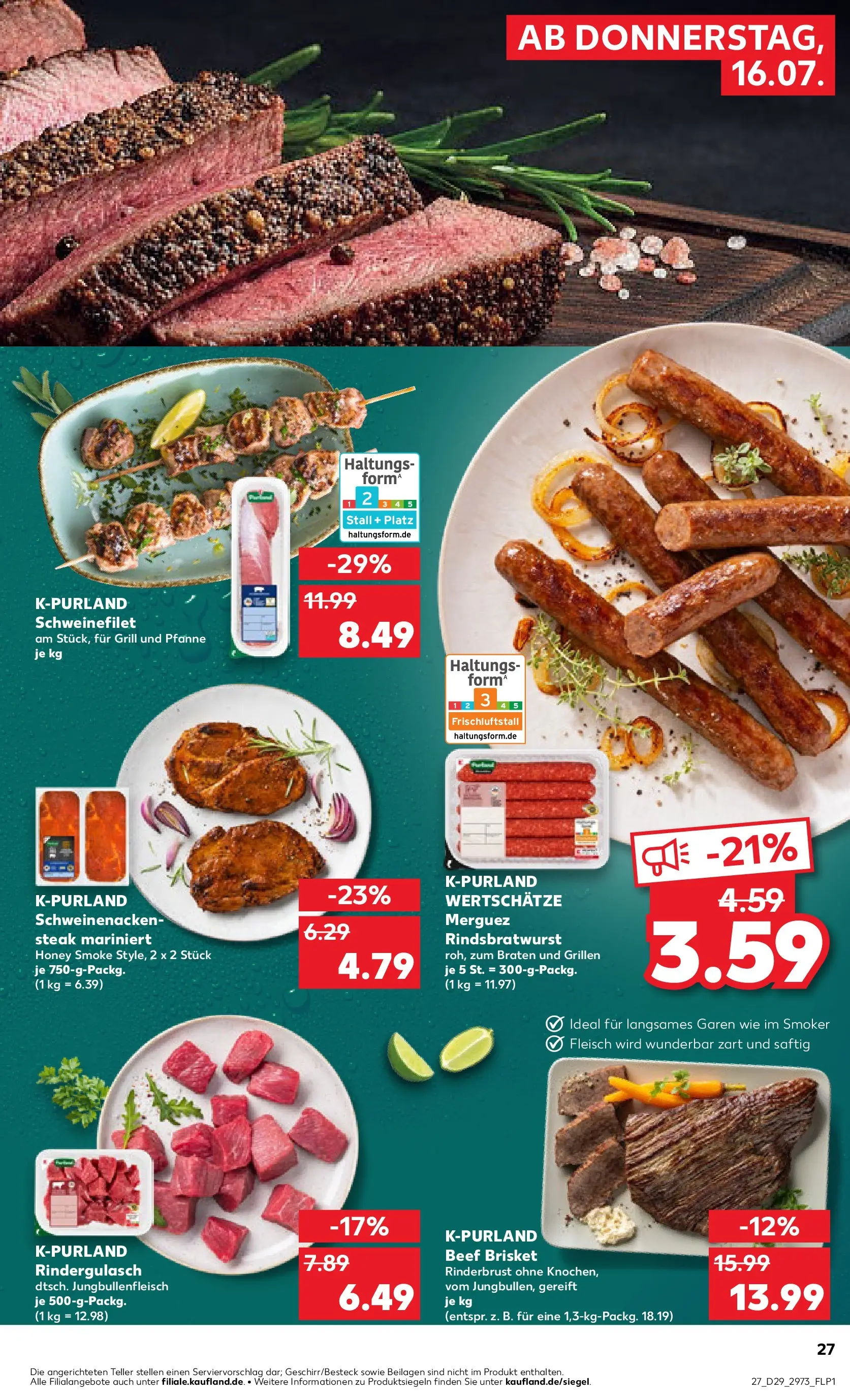 Prospekt Kaufland ab 16.07.2026 » Angebote Online zum Blättern | Seite: 35 | Produkte: Schweinenacken, Schweinefilet, Steak, Fleisch