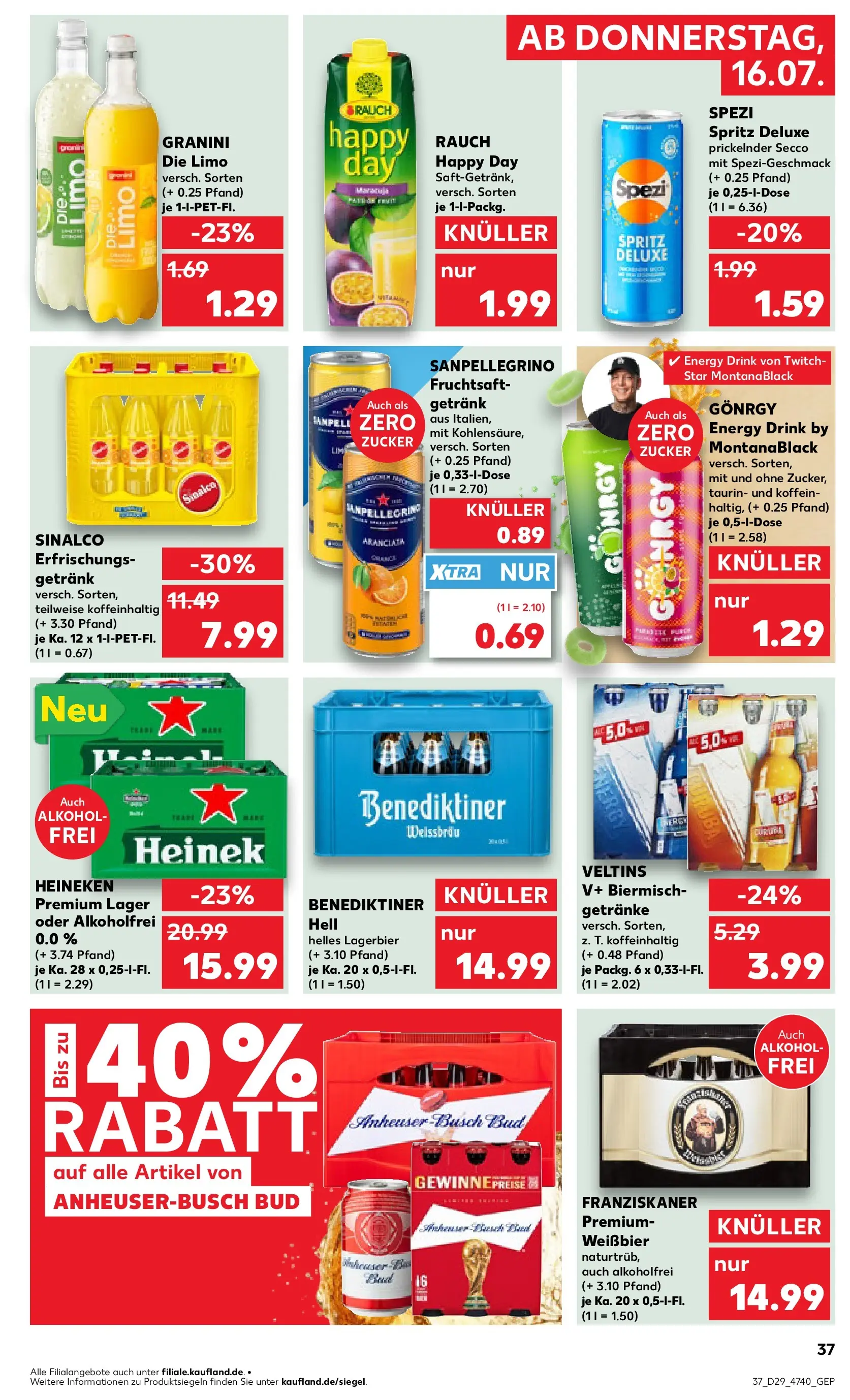 Prospekt Kaufland ab 16.07.2026 » Angebote Online zum Blättern | Seite: 37 | Produkte: Franziskaner, Energy, Heineken, Zucker