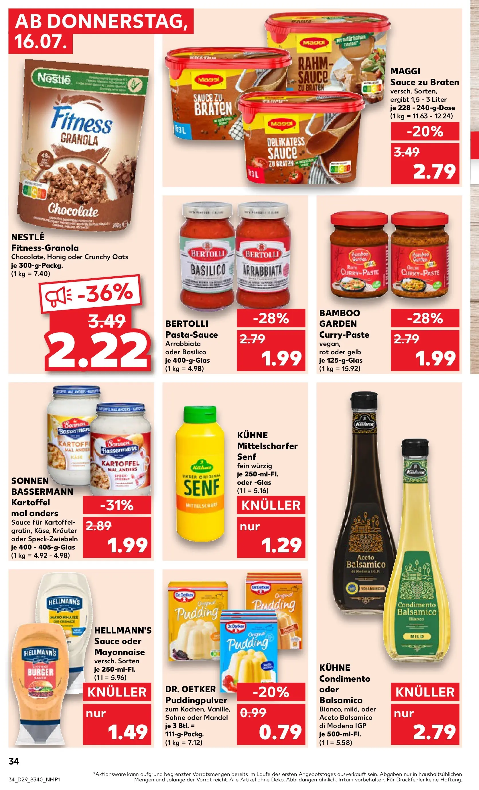 Prospekt Kaufland ab 16.07.2026 » Angebote Online zum Blättern | Seite: 34 | Produkte: Maggi, Balsamico, Pudding, Mayonnaise
