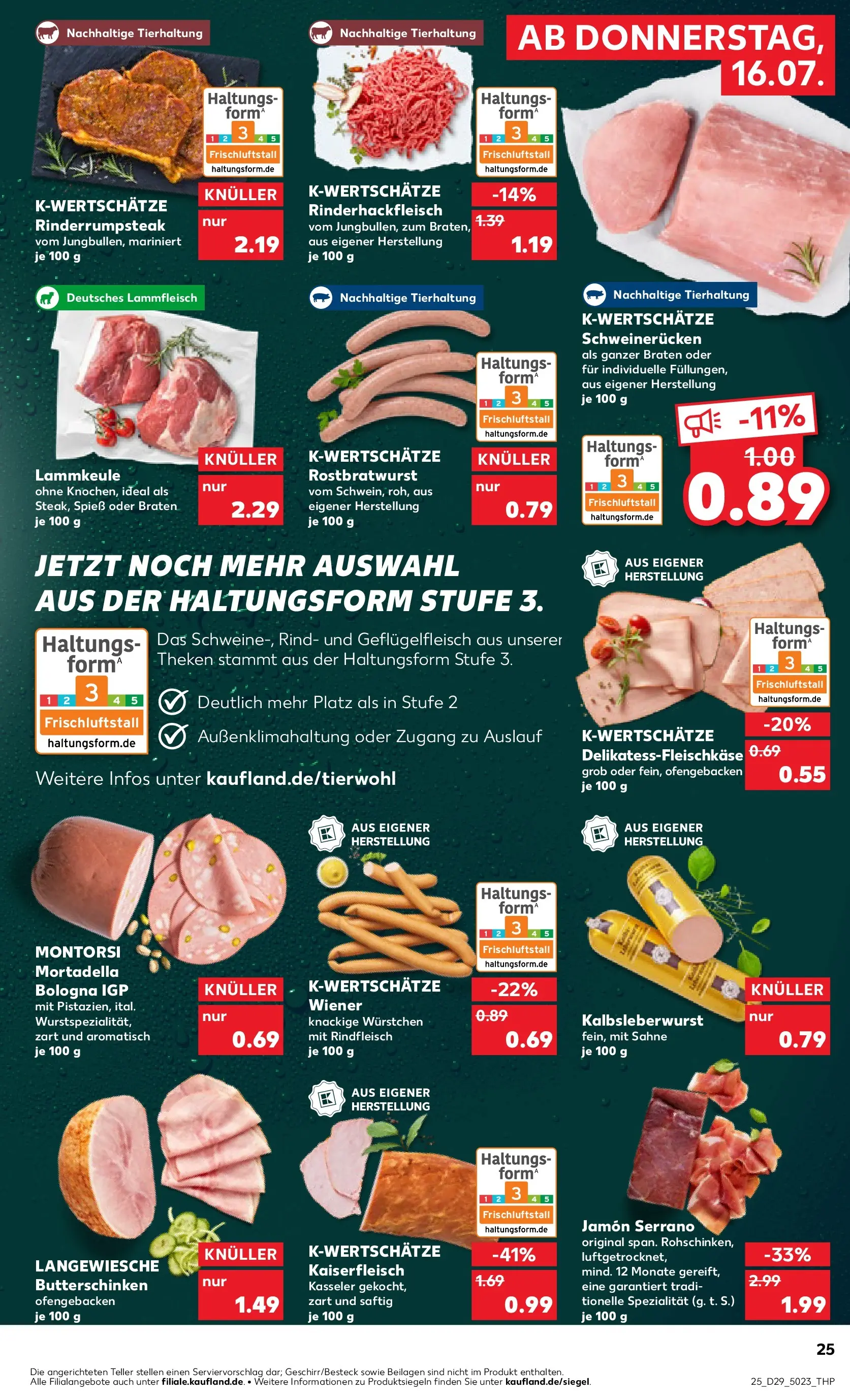 Prospekt Kaufland ab 16.07.2026 » Angebote Online zum Blättern | Seite: 25 | Produkte: Lammkeule, Schweinerucken, Rindfleisch, Sahne