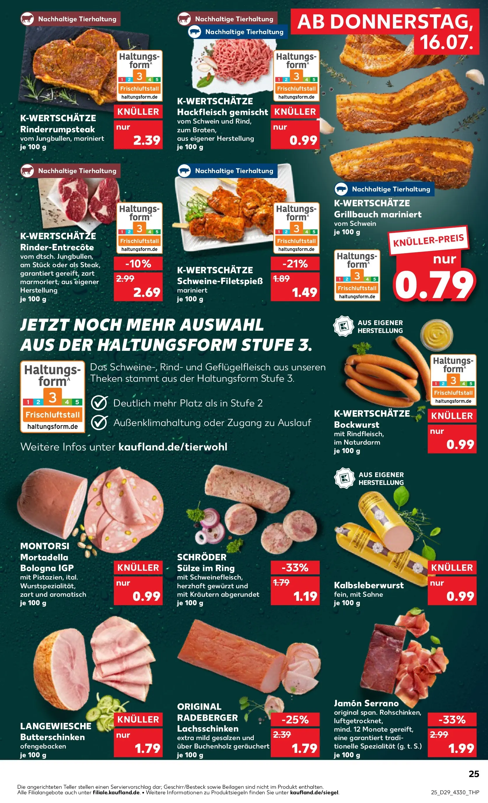 Prospekt Kaufland ab 16.07.2026 » Angebote Online zum Blättern | Seite: 25 | Produkte: Bockwurst, Sahne, Hackfleisch
