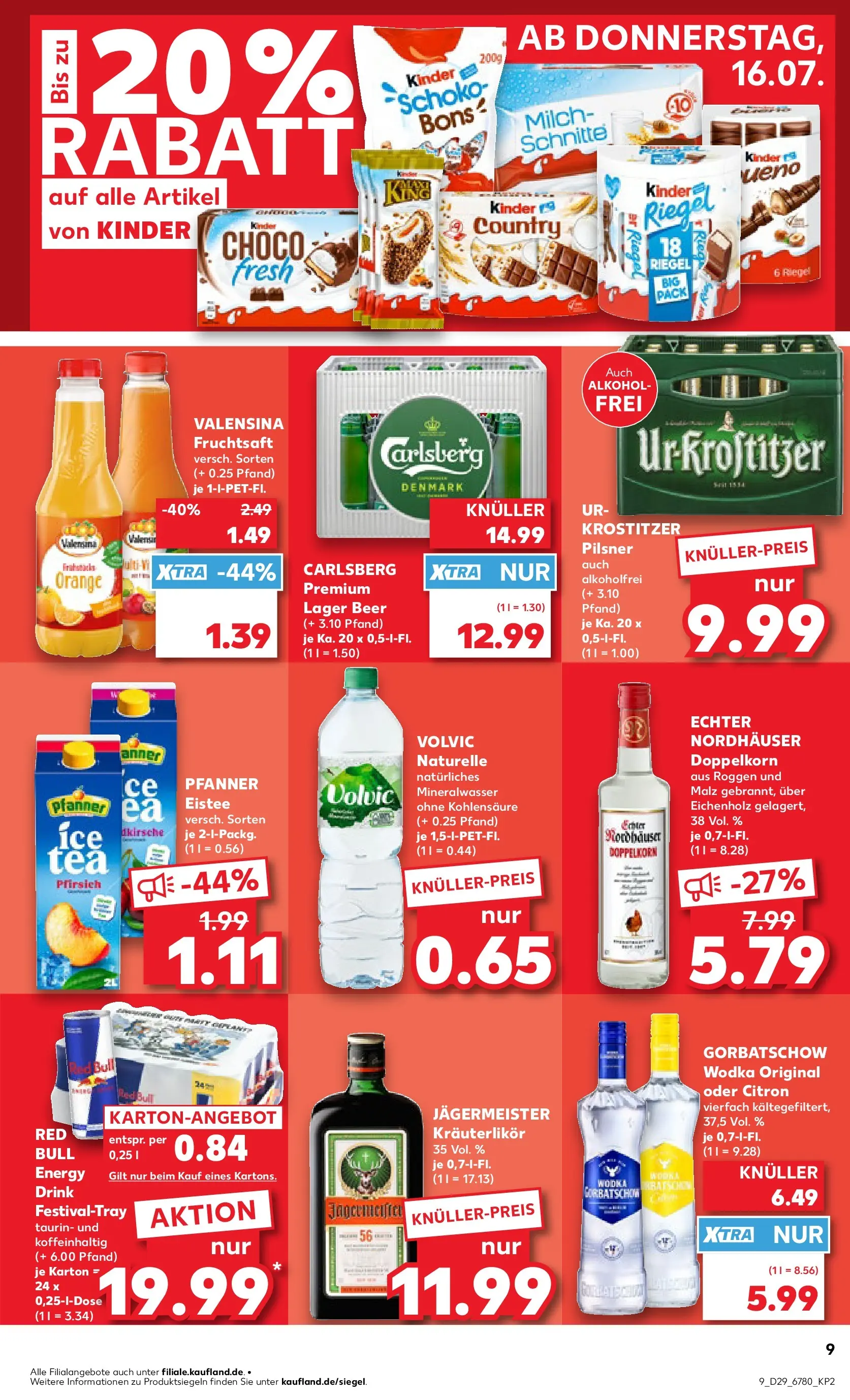 Prospekt Kaufland ab 16.07.2026 » Angebote Online zum Blättern | Seite: 9 | Produkte: Energy, Valensina, Jägermeister, Fruchtsaft