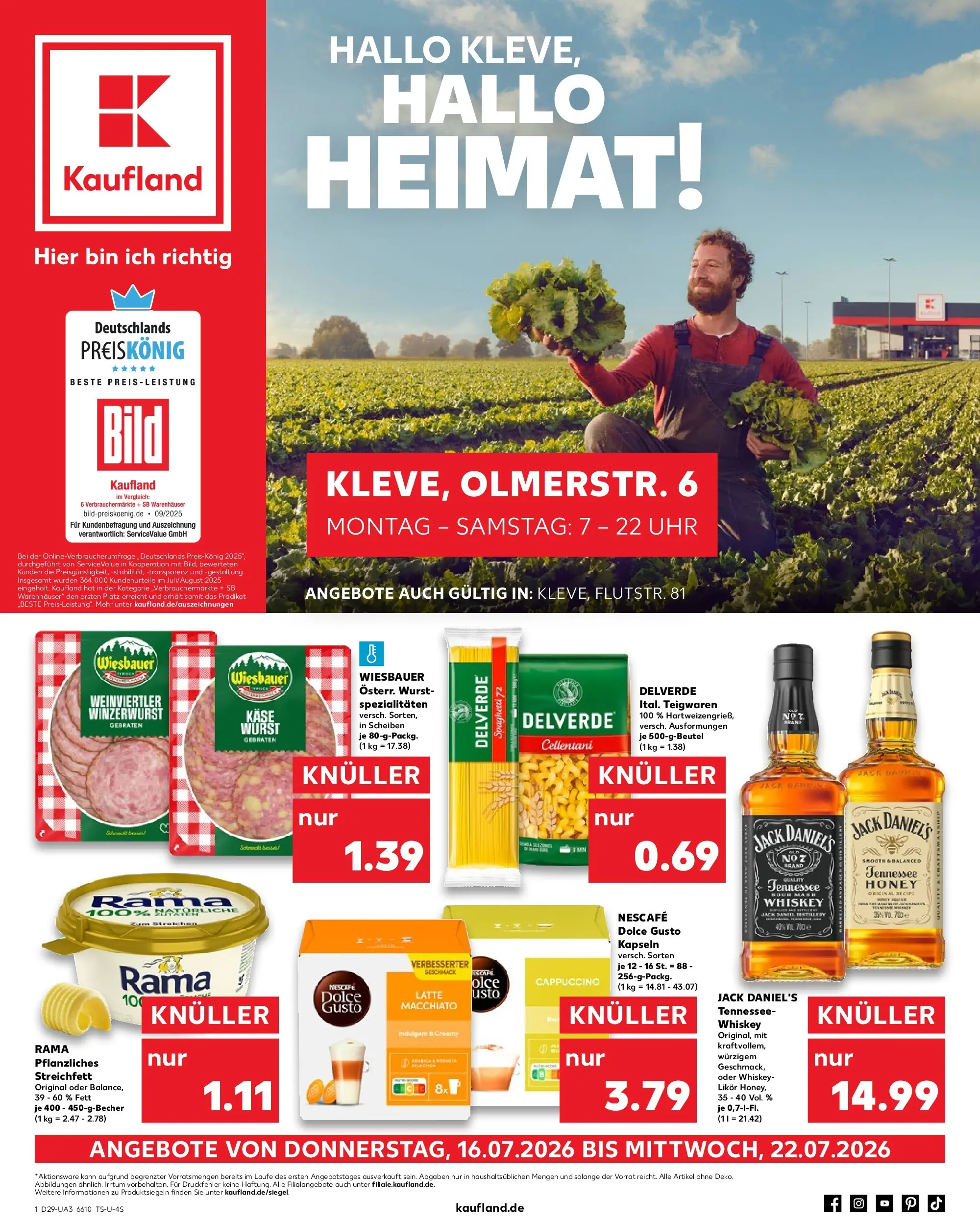 Prospekt Kaufland ab 16.07.2026 » Angebote Online zum Blättern | Seite: 1 | Produkte: Nescafe, Likör, Jack Daniel's, Uhr