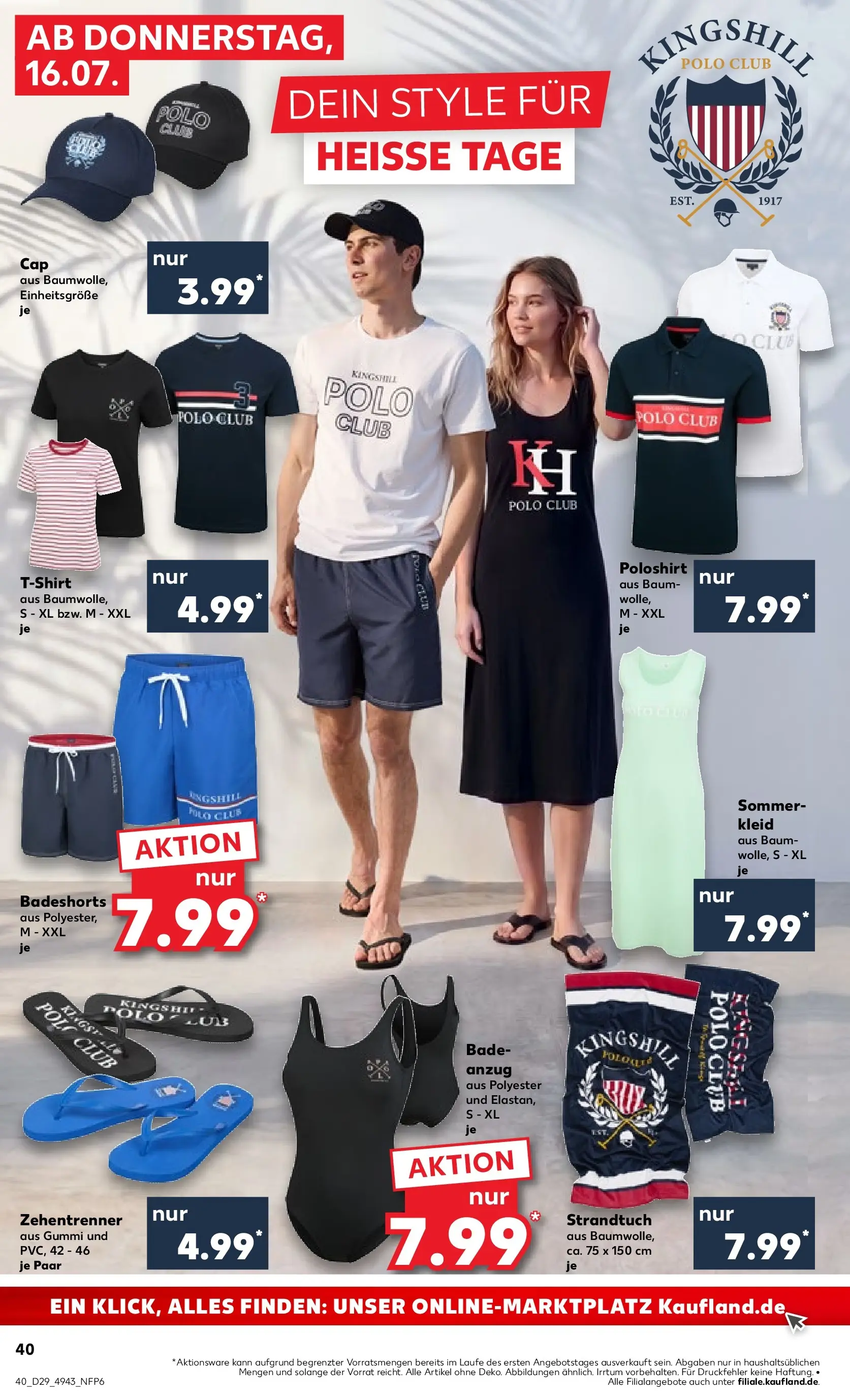 Prospekt Kaufland ab 16.07.2026 » Angebote Online zum Blättern | Seite: 44 | Produkte: Badeshorts, Poloshirt, Anzug, Kleid