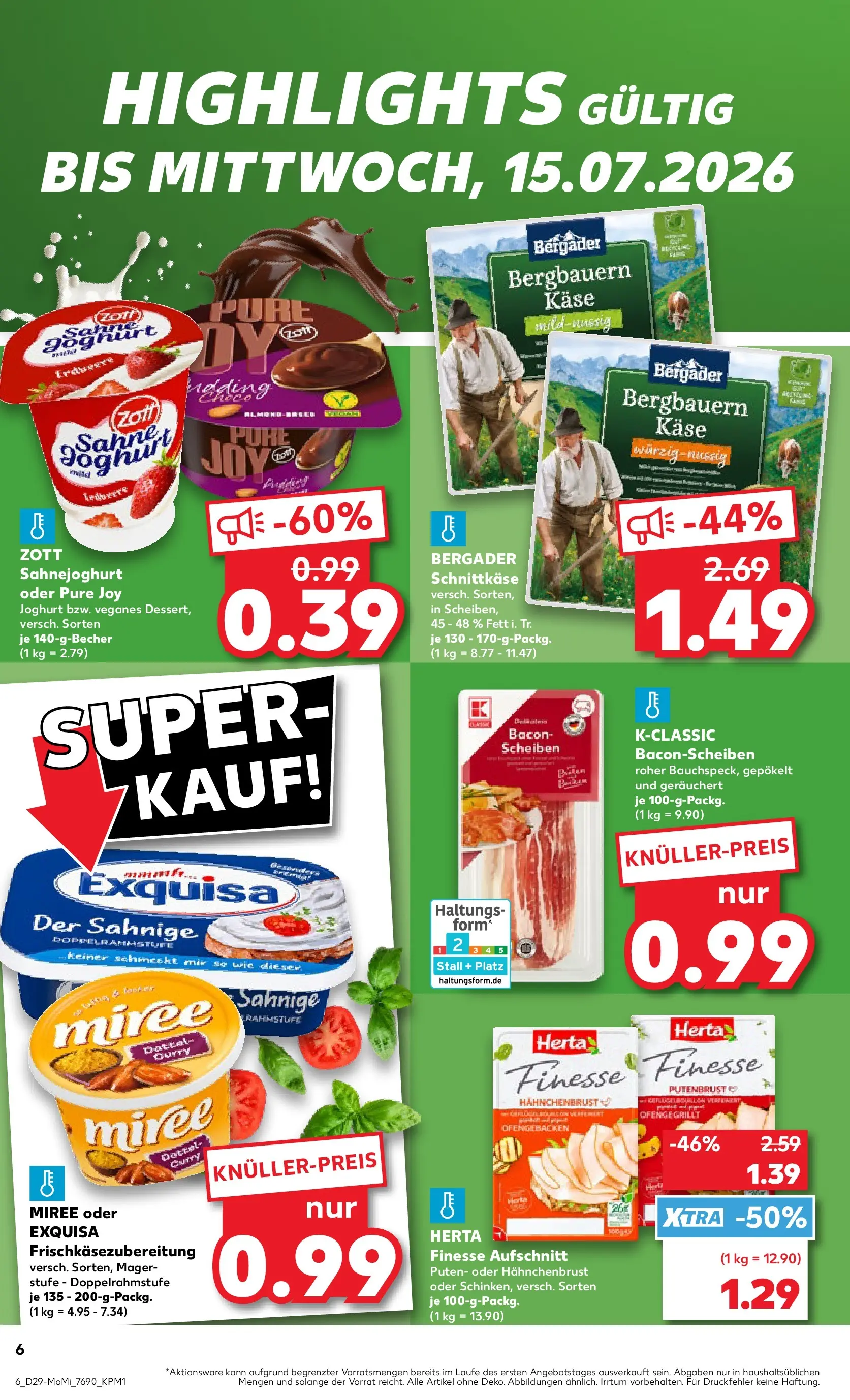 Prospekt Kaufland ab 13.07.2026 » Angebote Online zum Blättern | Seite: 6 | Produkte: Käse, Joghurt, Exquisa, Hahnchenbrust