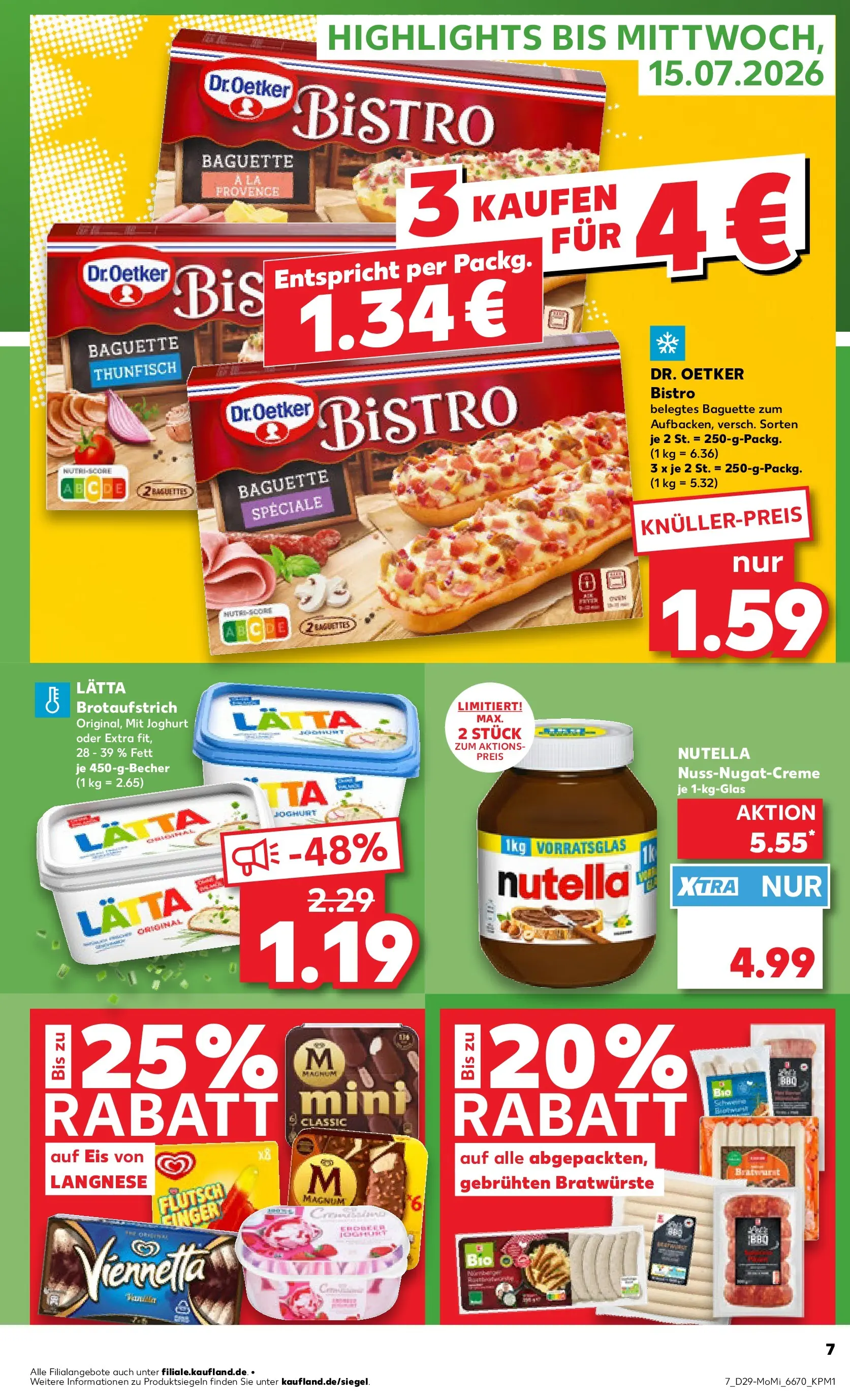 Prospekt Kaufland ab 13.07.2026 » Angebote Online zum Blättern | Seite: 7 | Produkte: Langnese, Joghurt, Nutella, Lätta