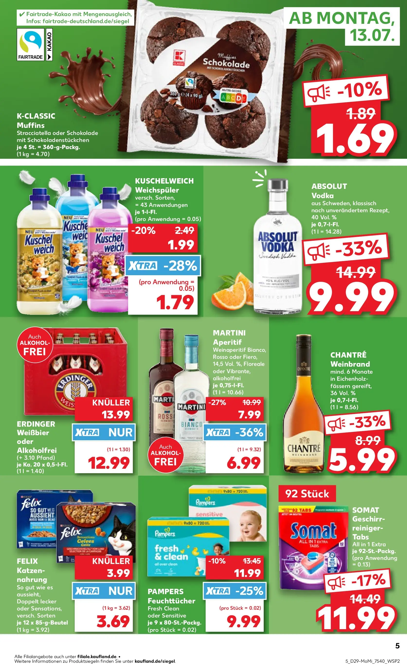 Prospekt Kaufland ab 13.07.2026 » Angebote Online zum Blättern | Seite: 5 | Produkte: Martini, Erdinger, Pampers, Kuschelweich