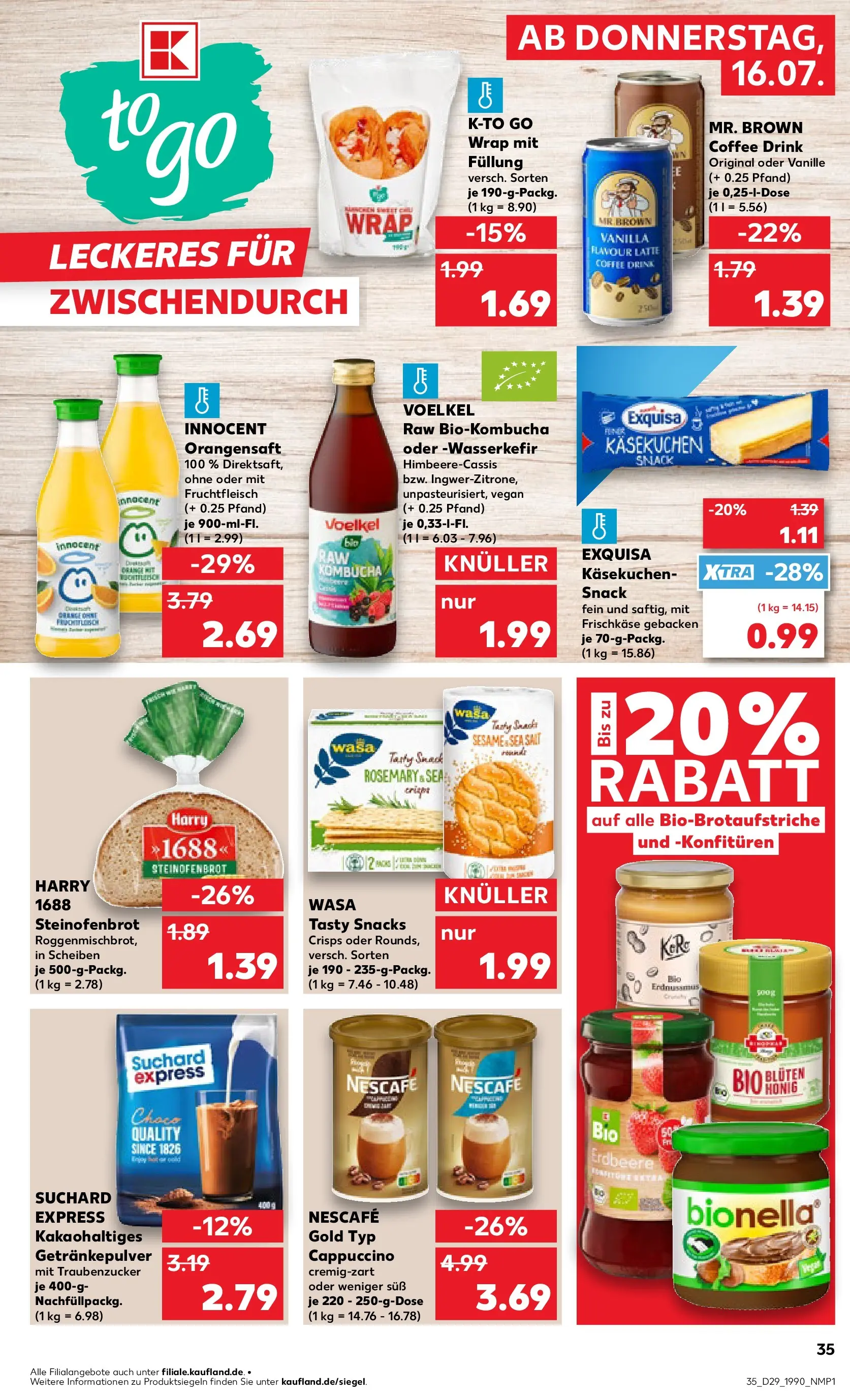 Prospekt Kaufland ab 13.07.2026 » Angebote Online zum Blättern | Seite: 44 | Produkte: Nescafe, Orangensaft, Exquisa, Frischkase