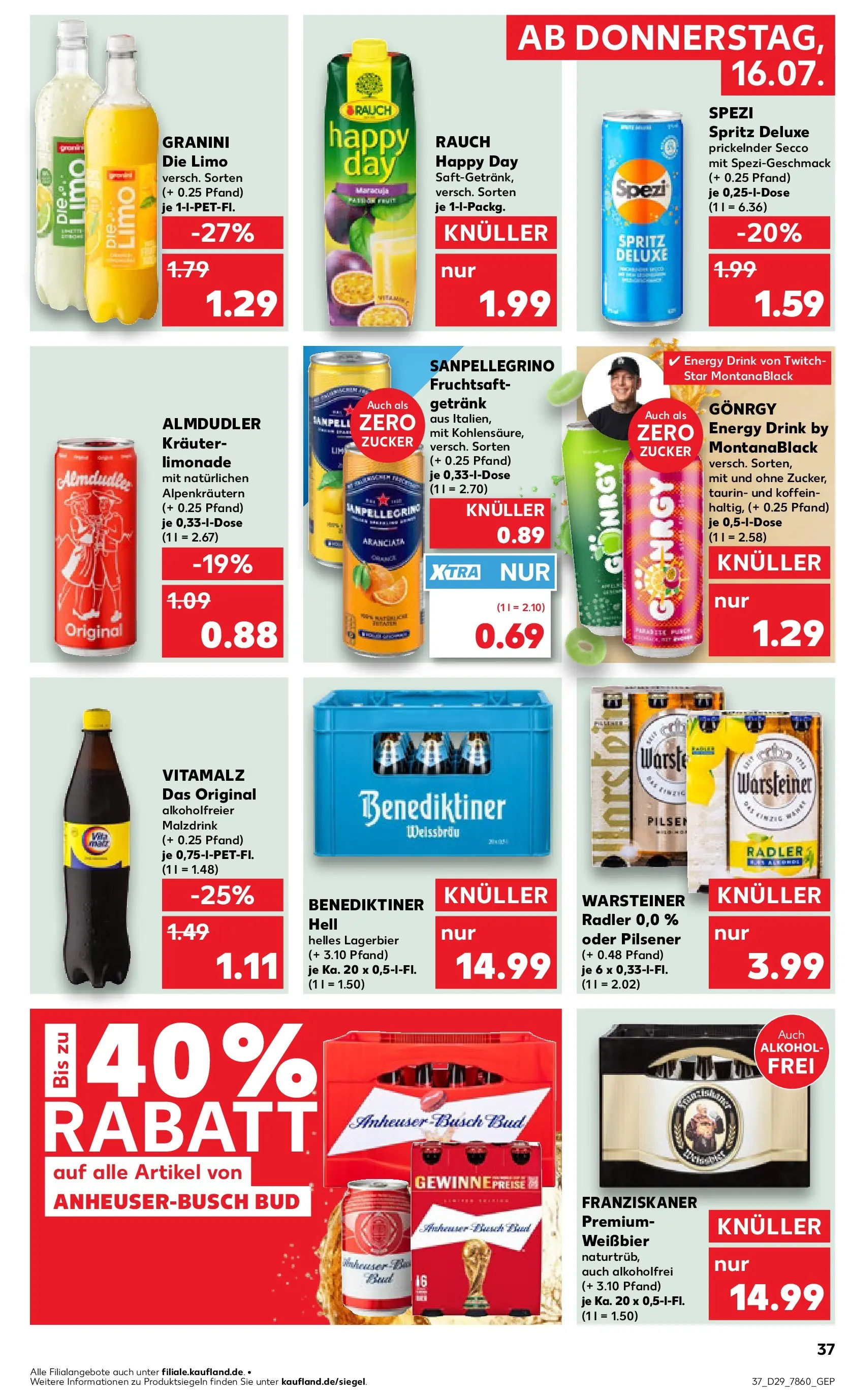 Prospekt Kaufland ab 13.07.2026 » Angebote Online zum Blättern | Seite: 46 | Produkte: Energy, Weißbier, Zucker, Granini