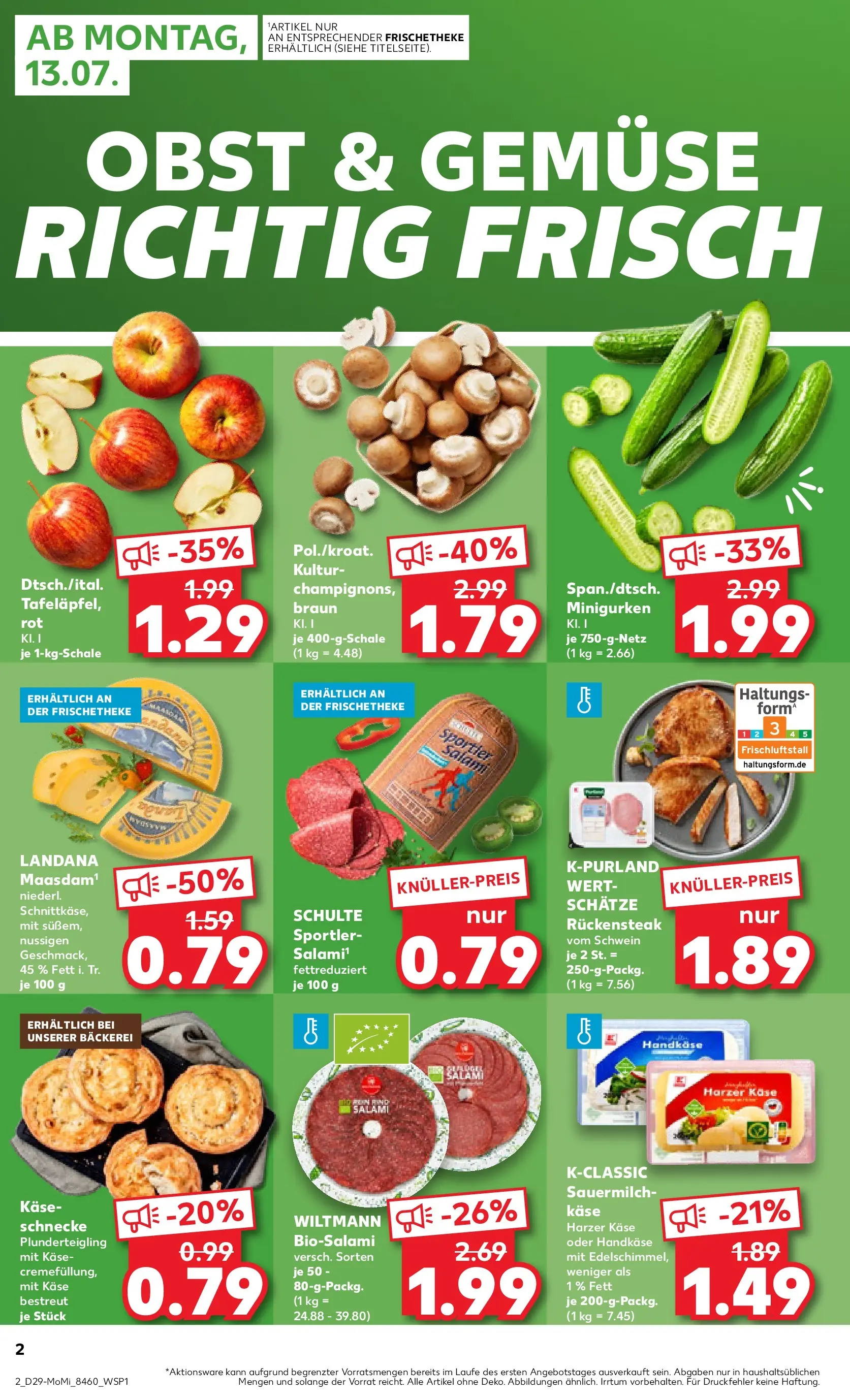 Prospekt Kaufland ab 13.07.2026 » Angebote Online zum Blättern | Seite: 2 | Produkte: Bäckerei, Käse, Obst, Salami