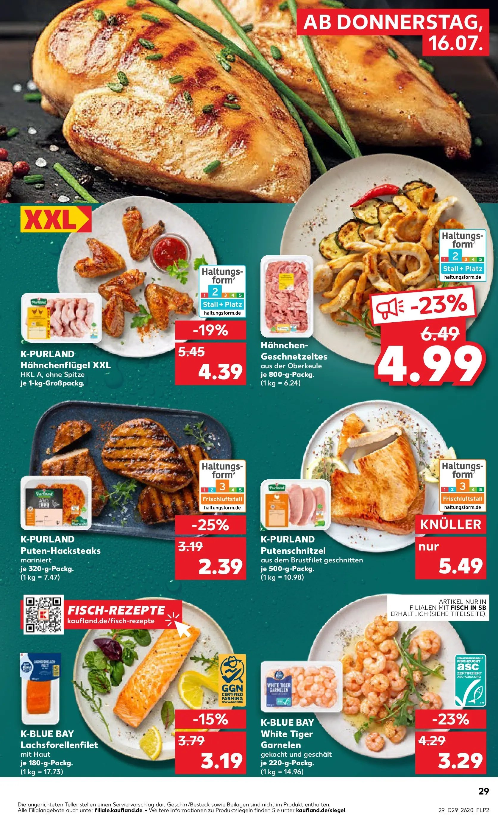Prospekt Kaufland ab 13.07.2026 ยป Angebote und Werbung Online | Seite: 38 | Produkte: Hahnchen, Garnelen, Fisch, Putenschnitzel Prospekt Kaufland ab 13.07.2026 ยป Angebote Online zum Blรคttern | Seite: 38 | Produkte: Hahnchen, Garnelen, Fisch, Putenschnitzel