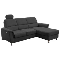 Ecksofa in Mikrofaser Schwarz 231/165 cm