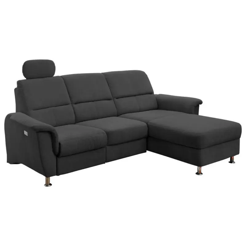 Ecksofa in Mikrofaser Schwarz 231/165 cm