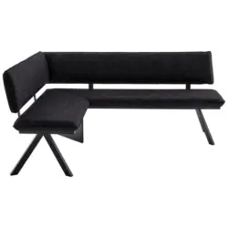 Eckbank 150/190 cm in Anthrazit, Schwarz