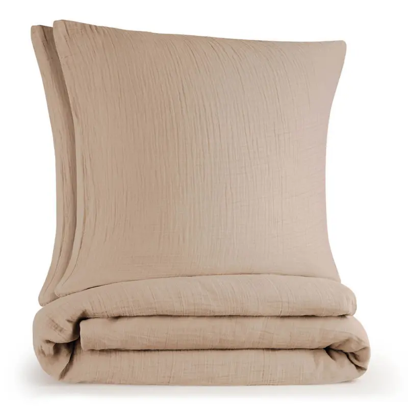 Bettw&auml;sche Musselin, 100% Baumwolle, 2x 135/200 cm & 2x 80/80 cm, Taupe