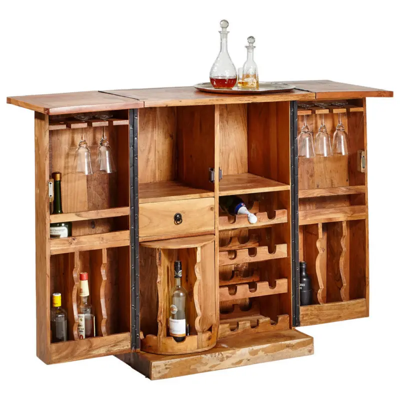 Barschrank in Multicolor, Dunkelbraun, Hellbraun