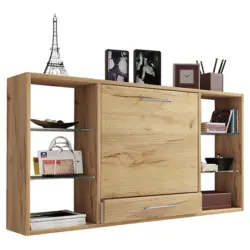 Laptoptisch 115/20/60 cm Eichefarben, Honig klappbar, Regal, Wandmontage