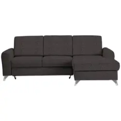 Ecksofa in Flachgewebe Dunkelbraun 244/167 cm