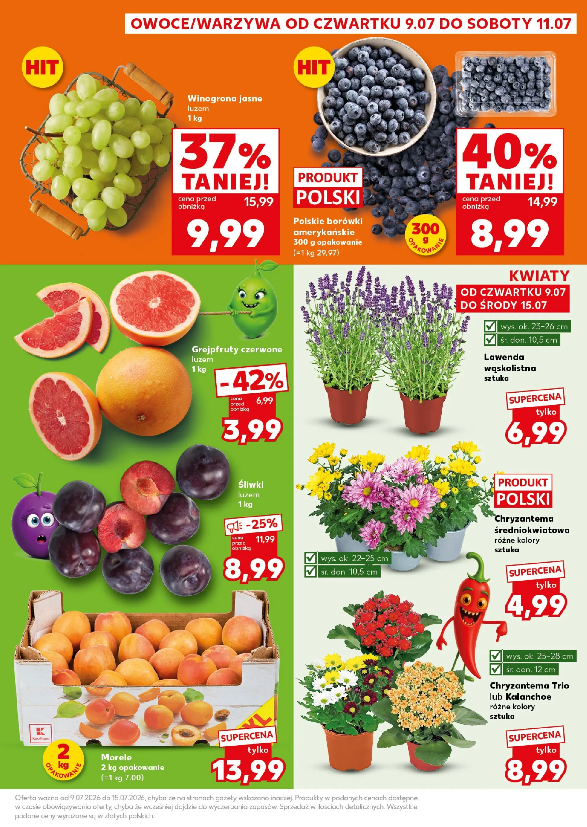 Kaufland gazetka - Super Sobota od 11.07.2026 - od jutra PDF | Strona: 7 | Produkty: Winogrona, Śliwki, Kalanchoe, Kwiaty