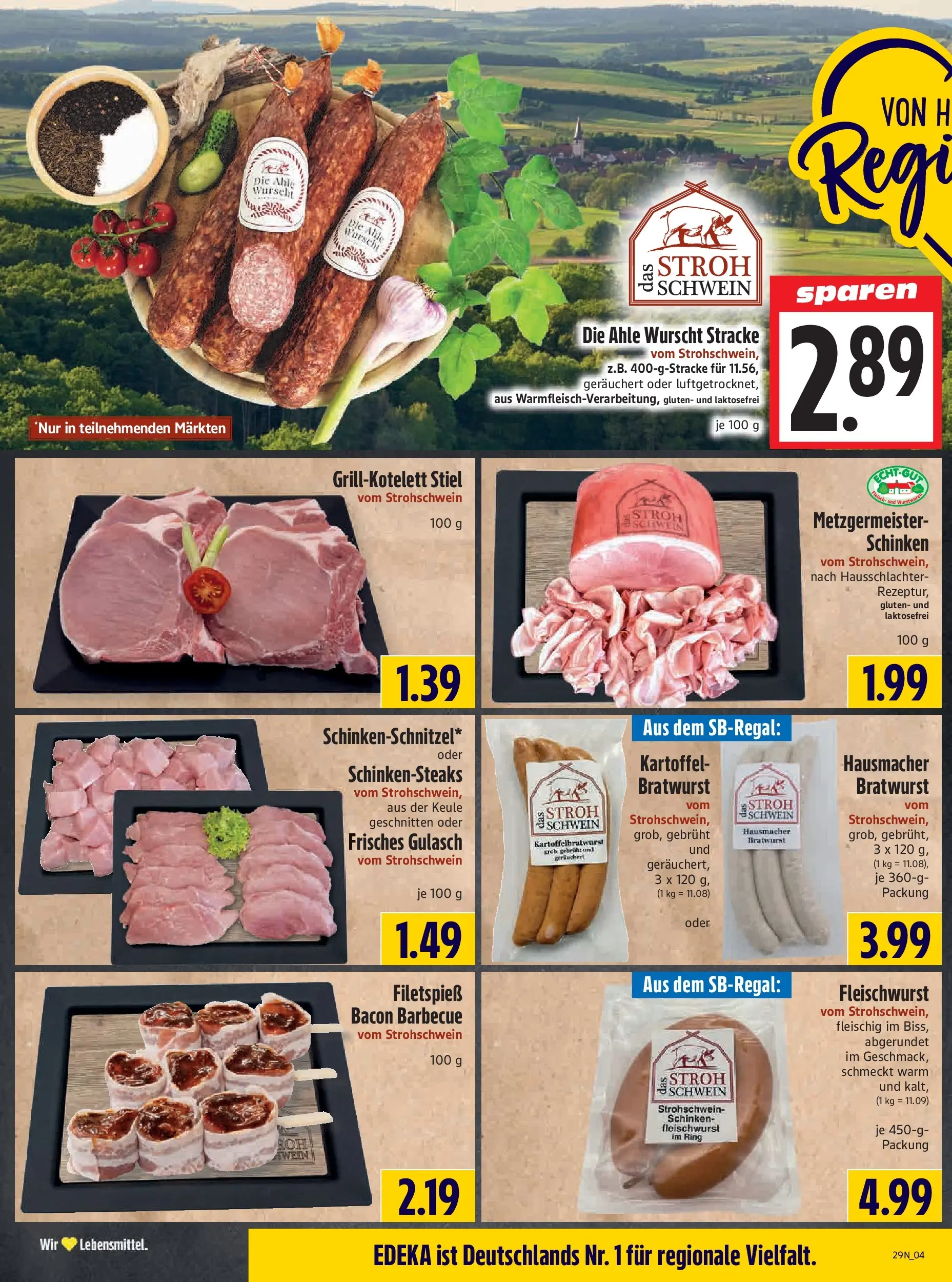Angebote - Edeka Hahner: Wochenangebote (ab 12.07.2026) zum Blättern | Seite: 6 | Produkte: Bratwurst, Gulasch, Schinken, Fleisch