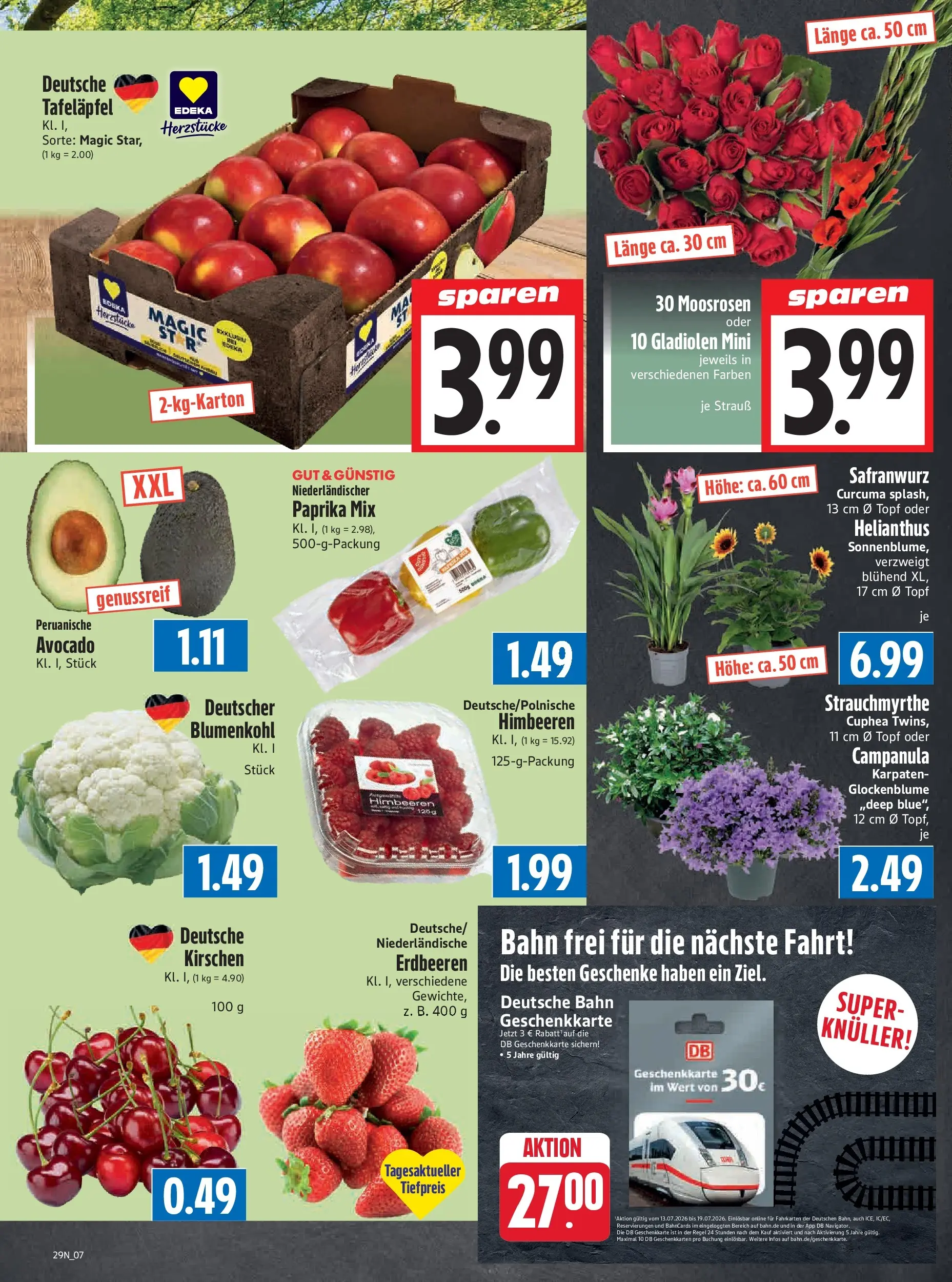 Angebote - Edeka Hahner: Wochenangebote (ab 12.07.2026) zum Blättern | Seite: 9 | Produkte: Kirschen, Paprika, Blumenkohl, Erdbeeren