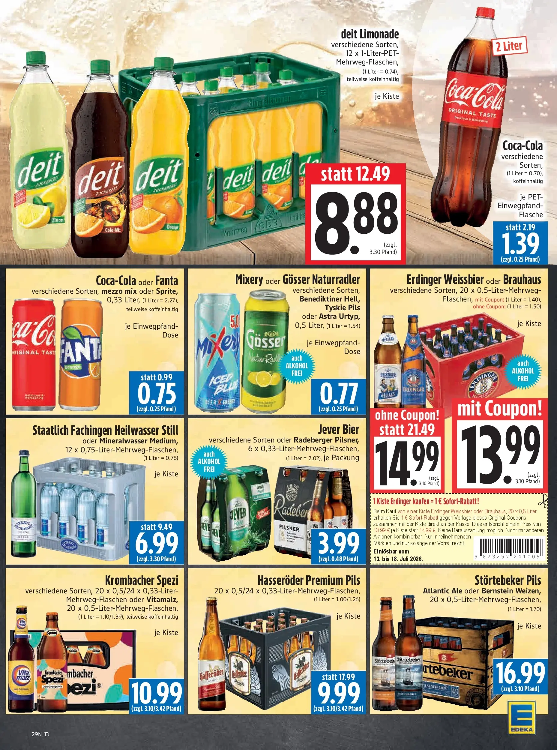 Angebote - Edeka Hahner: Wochenangebote (ab 12.07.2026) zum Blättern | Seite: 15 | Produkte: Tyskie, Energy, Weißbier, Mineralwasser