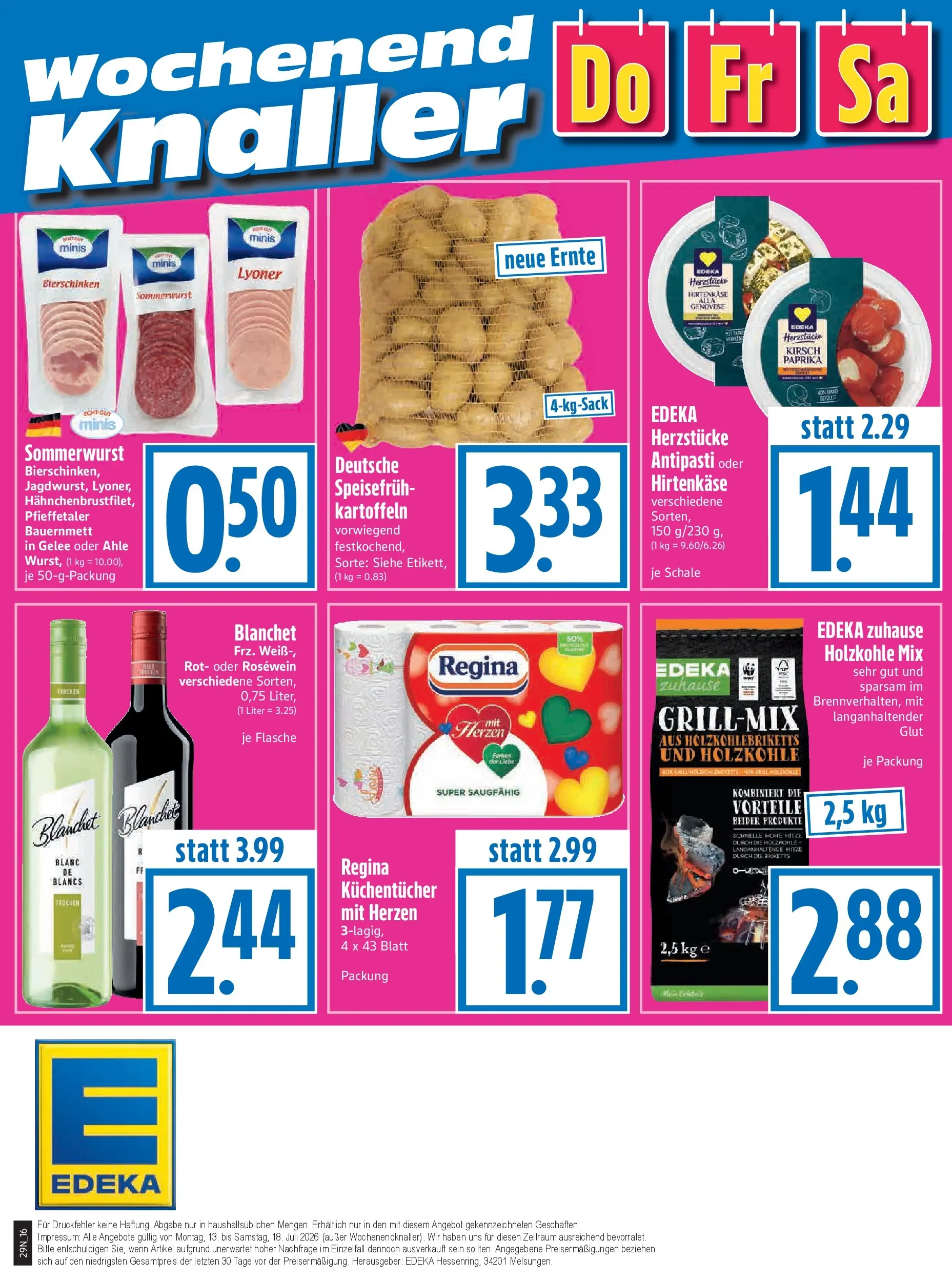 Angebote - Edeka Hahner: Wochenangebote (ab 12.07.2026) zum Blättern | Seite: 18 | Produkte: Rosewein, Kartoffeln, Paprika